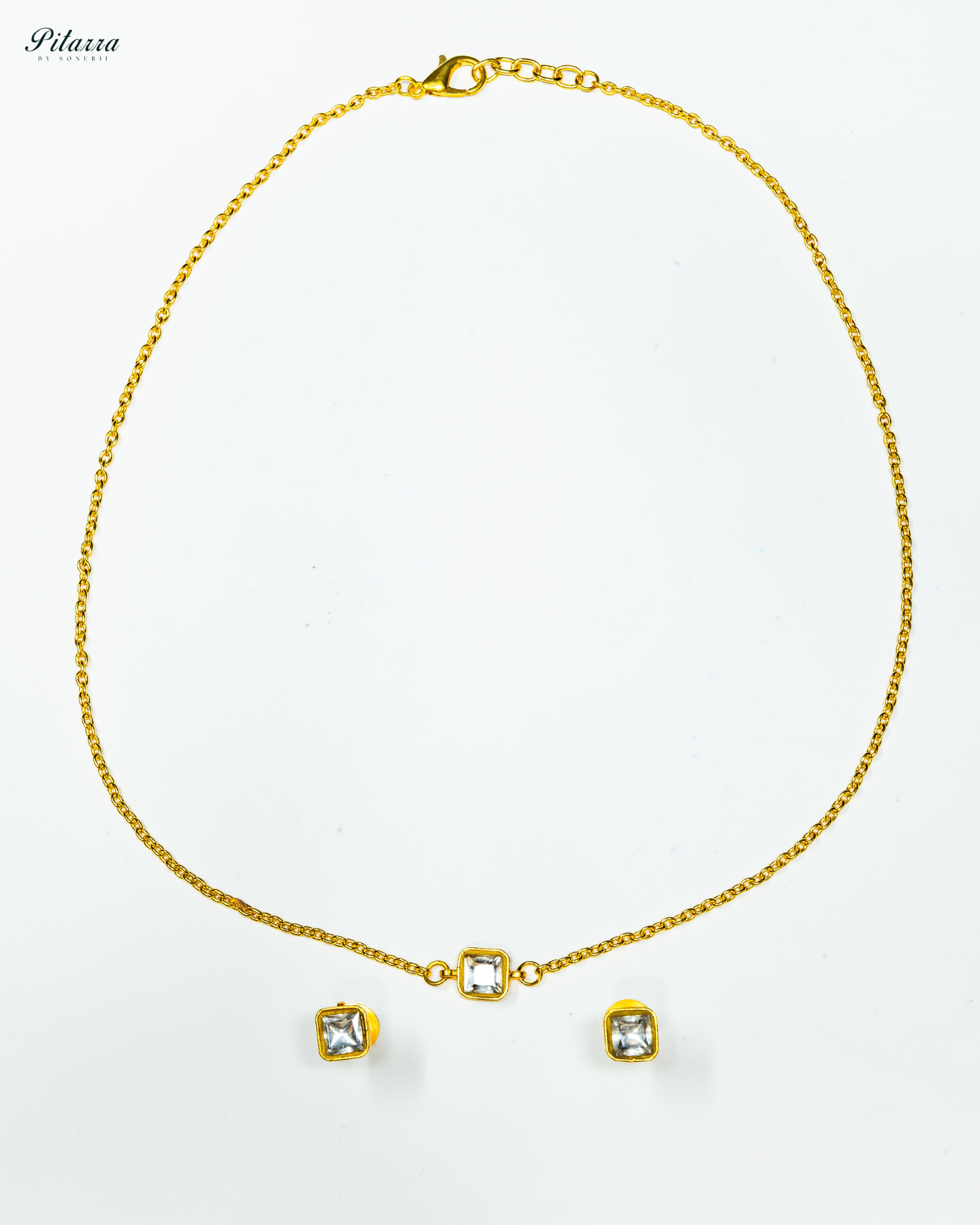 Gold-Plated Cubic Zirconia Stone Studded Necklace
