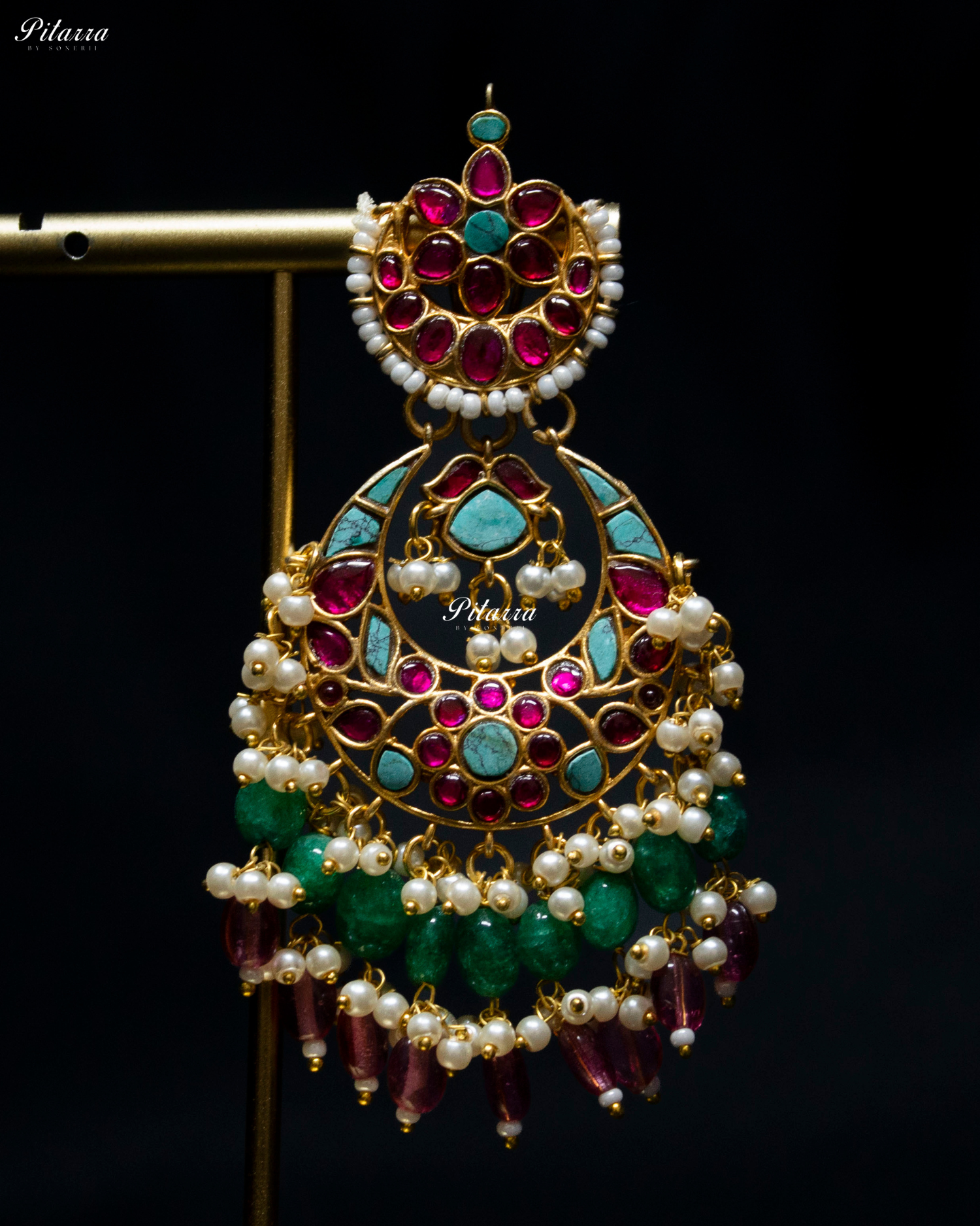 Turquoise Blue Crystals Exclusive Kundan Necklace Set