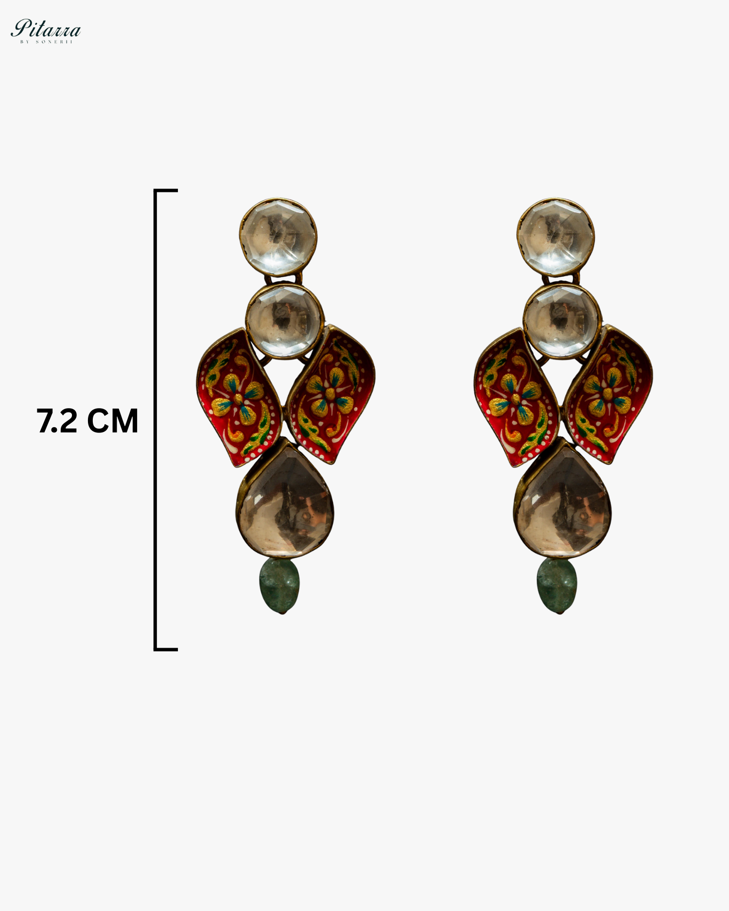 Red Drop Meenakari Polki Earrings