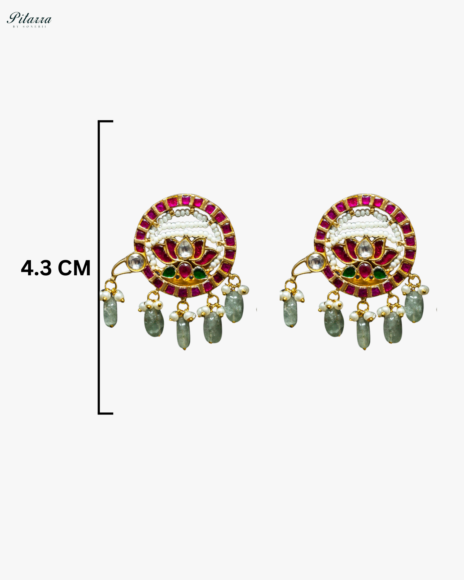 Gold Plated Ruby Antique Kundan Earring