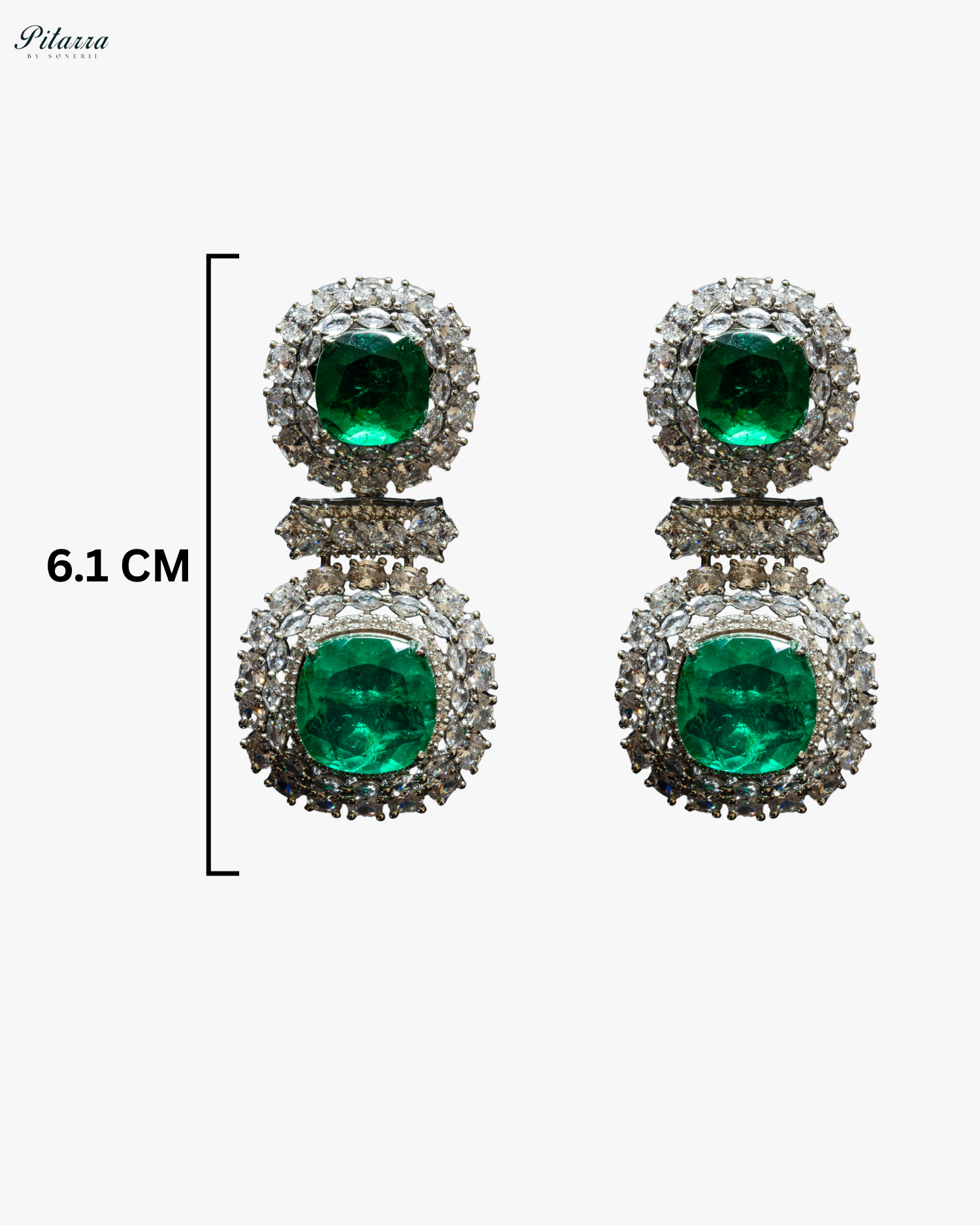 Silver Plated Green CZ Dangler Earring