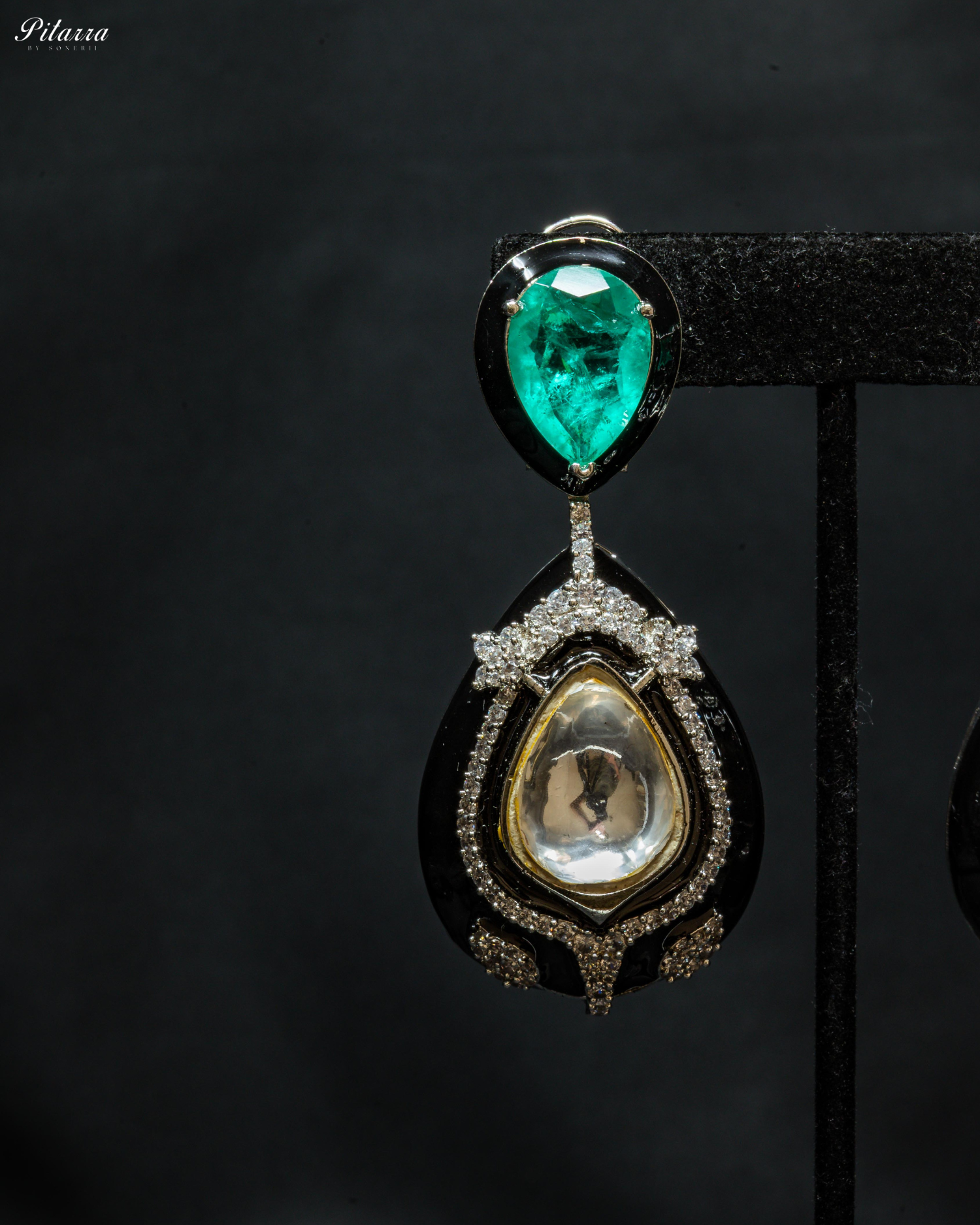 Sea Green Stone Crystal Drop Dangler Earrings