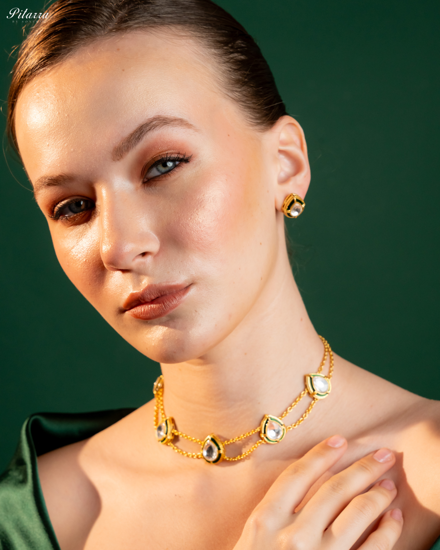 White Chain Double Chain Polki Set