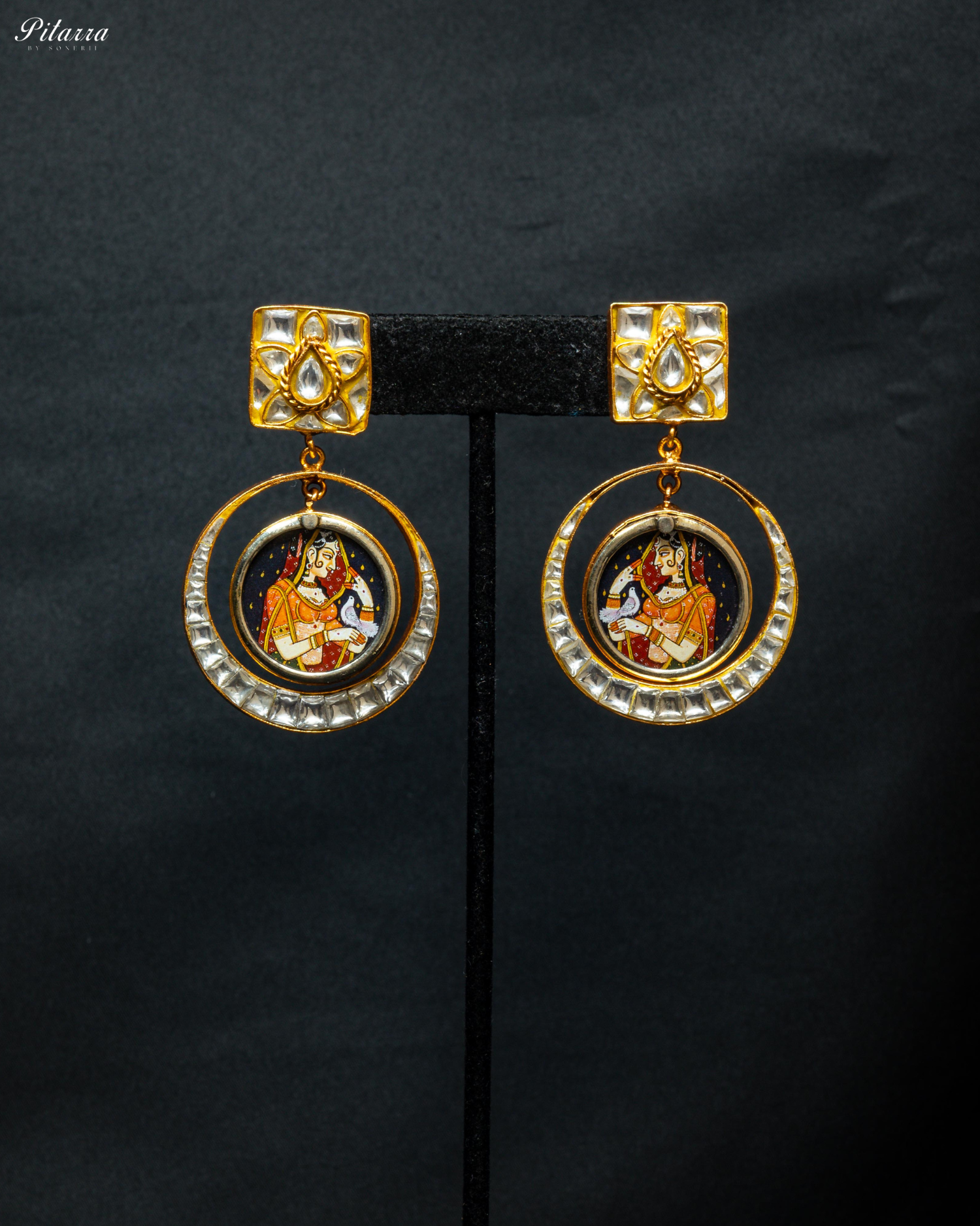 White Rani Bold Style Kundan Earrings