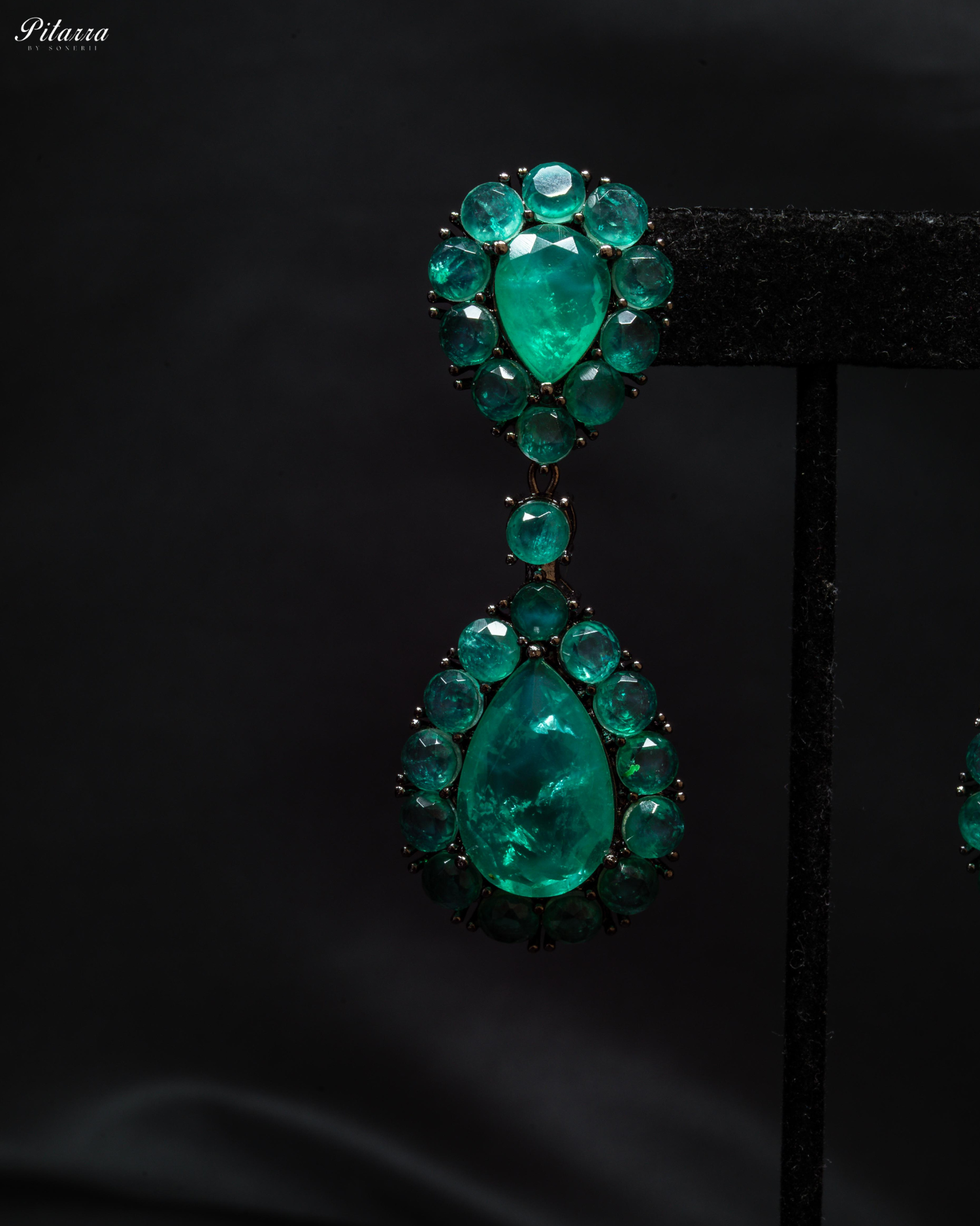 Green Drop Doublet CZ Crytsal Dangle Earrings
