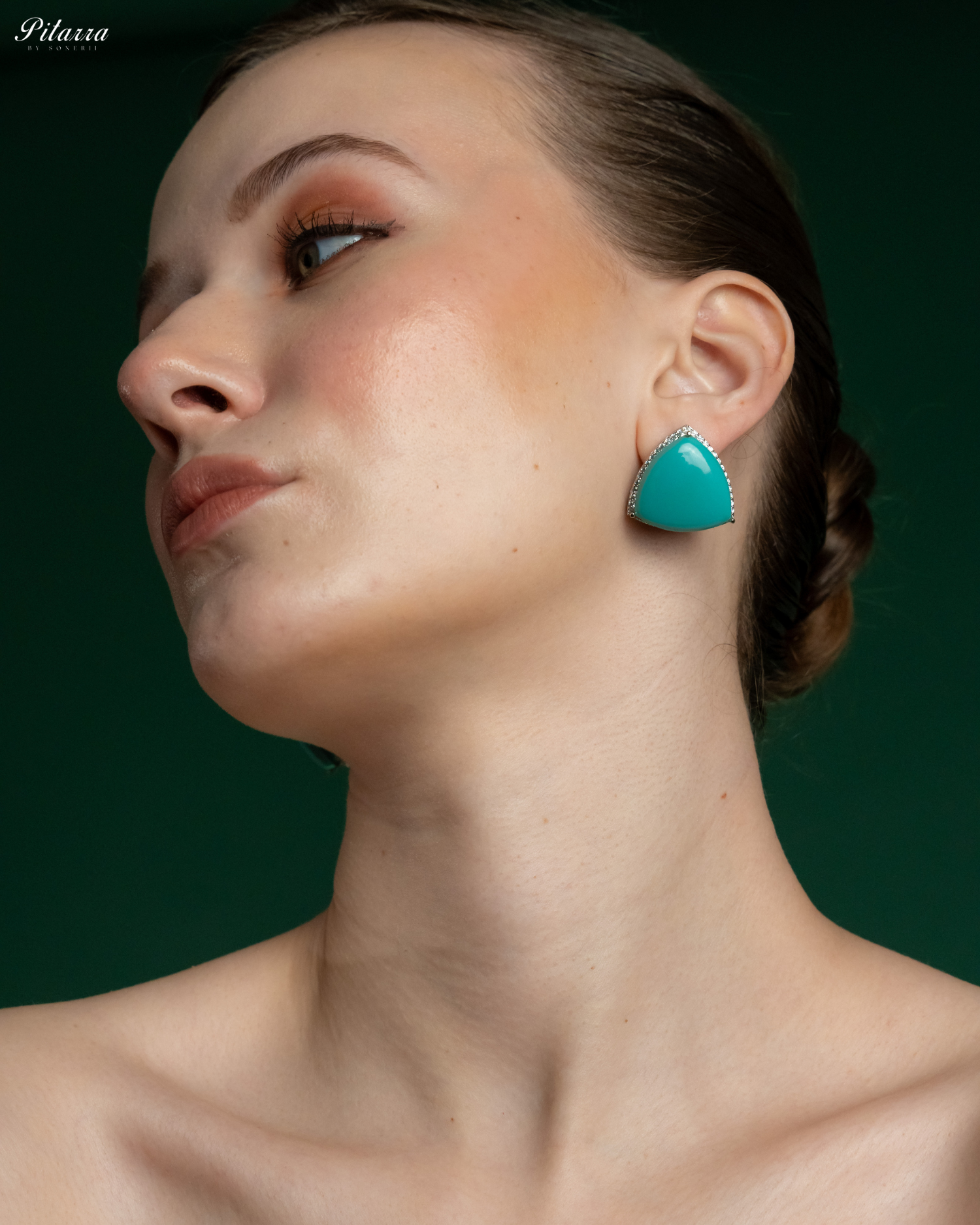Turquoise Colored Stone CZ Earrings