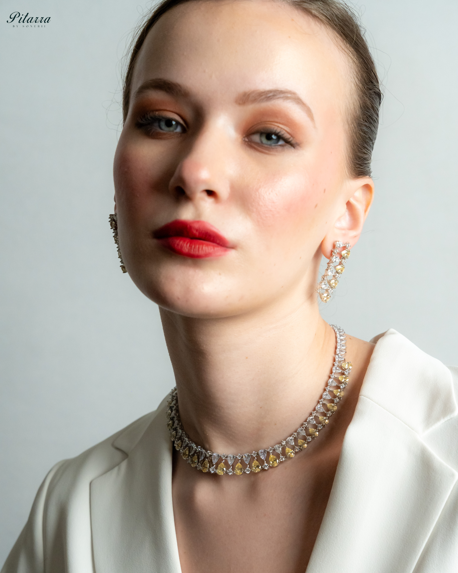 Yellow Drop CZ Necklace Set