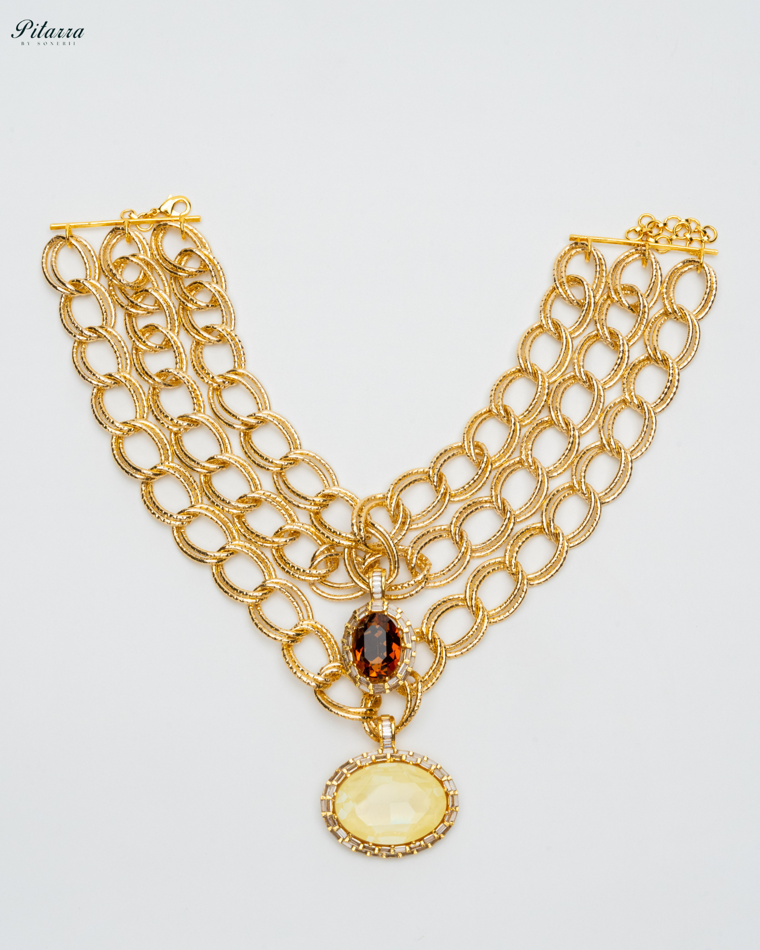 Yellow Statement Pendant Golden Chain Choker