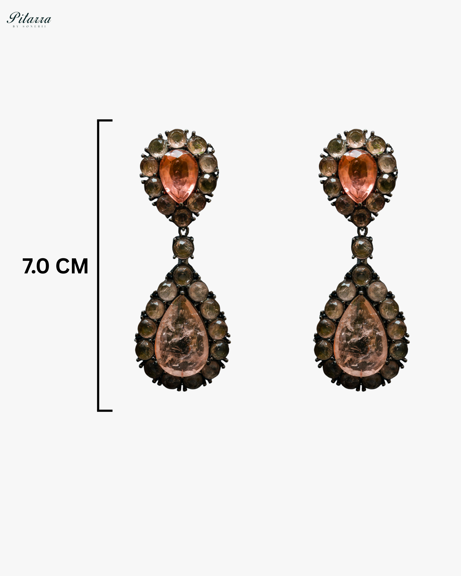 Peach Drop Doublet CZ Crytsal Dangle Earrings