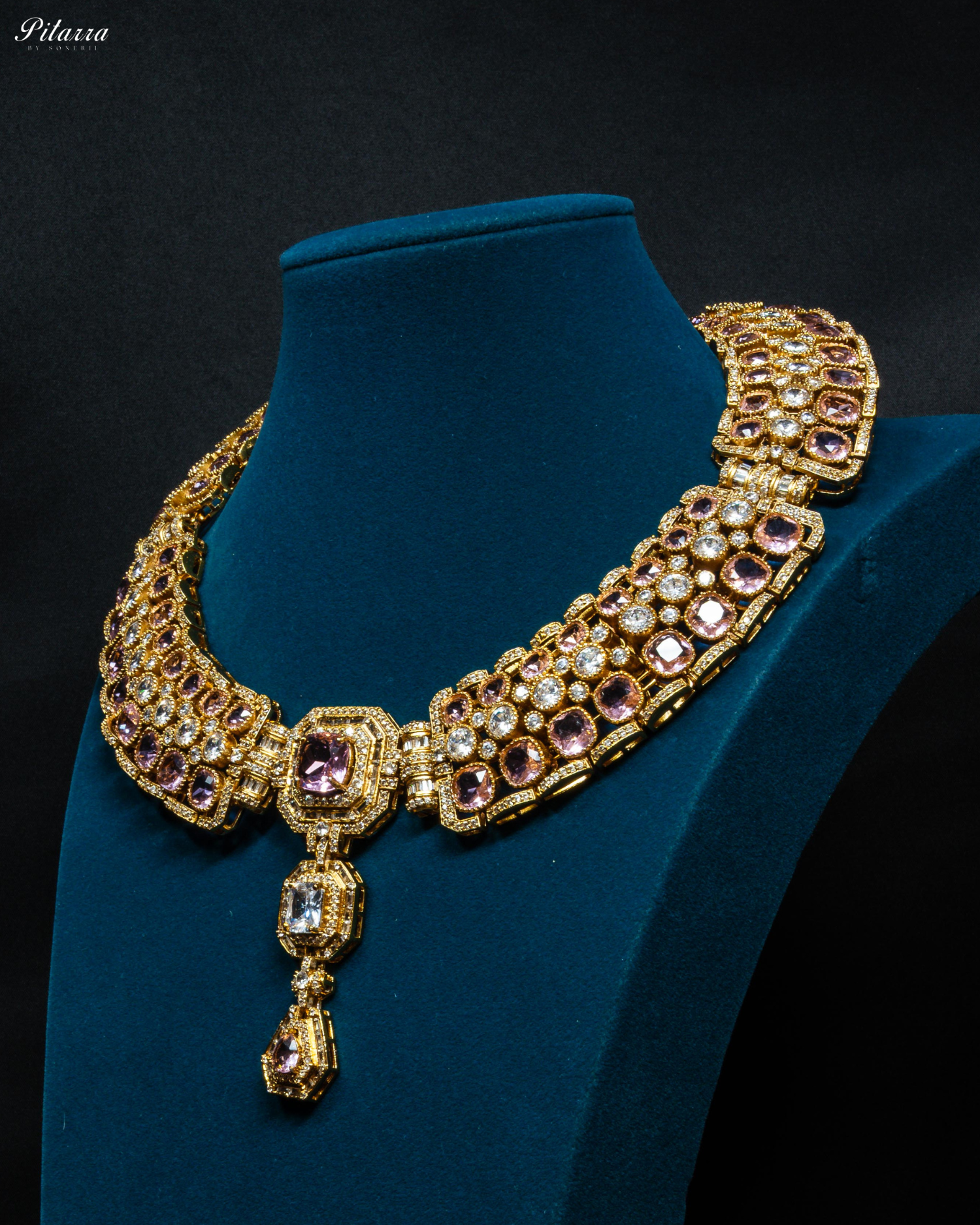 Pink Stone Victorian Kundan Necklace Set