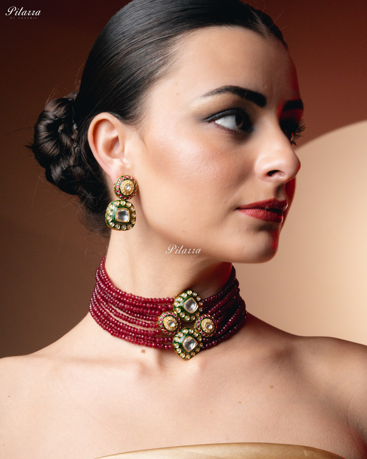 Red Beads Handmade Kundan Choker Set