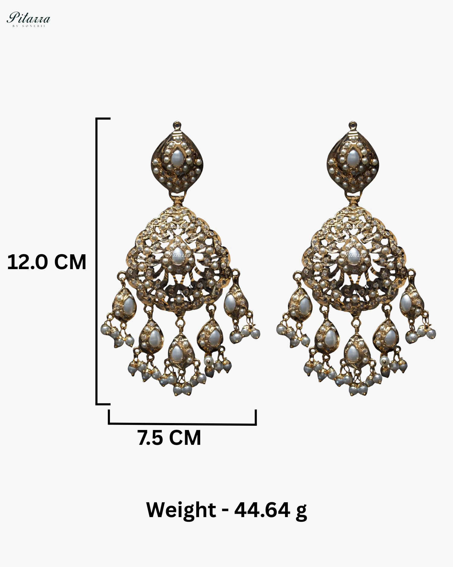 White Studed Handcrafted Chandbali Earrings