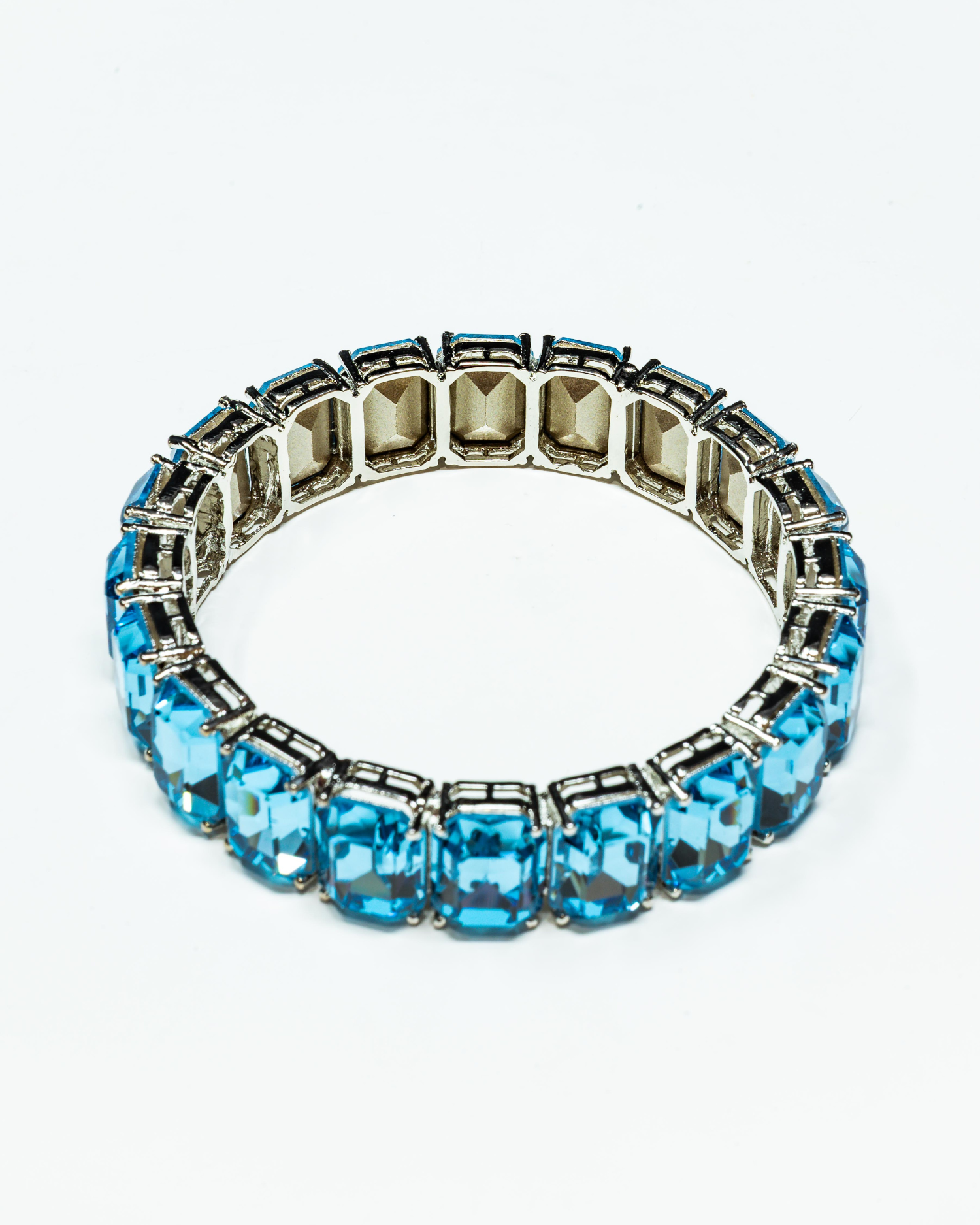 Turquoise Blue Square Stone Crystal Bracelet