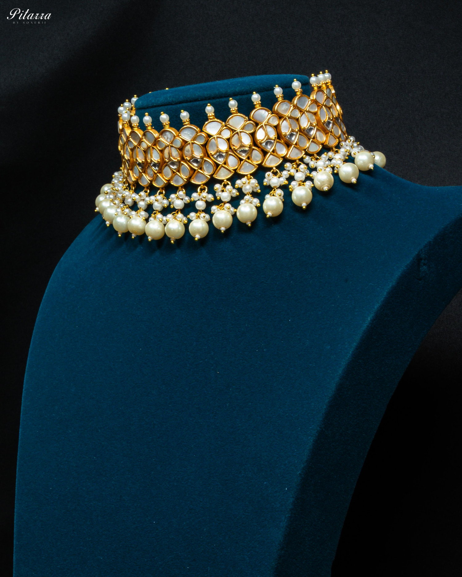 White Stone Pearls Meenkari Kundan Choker Set