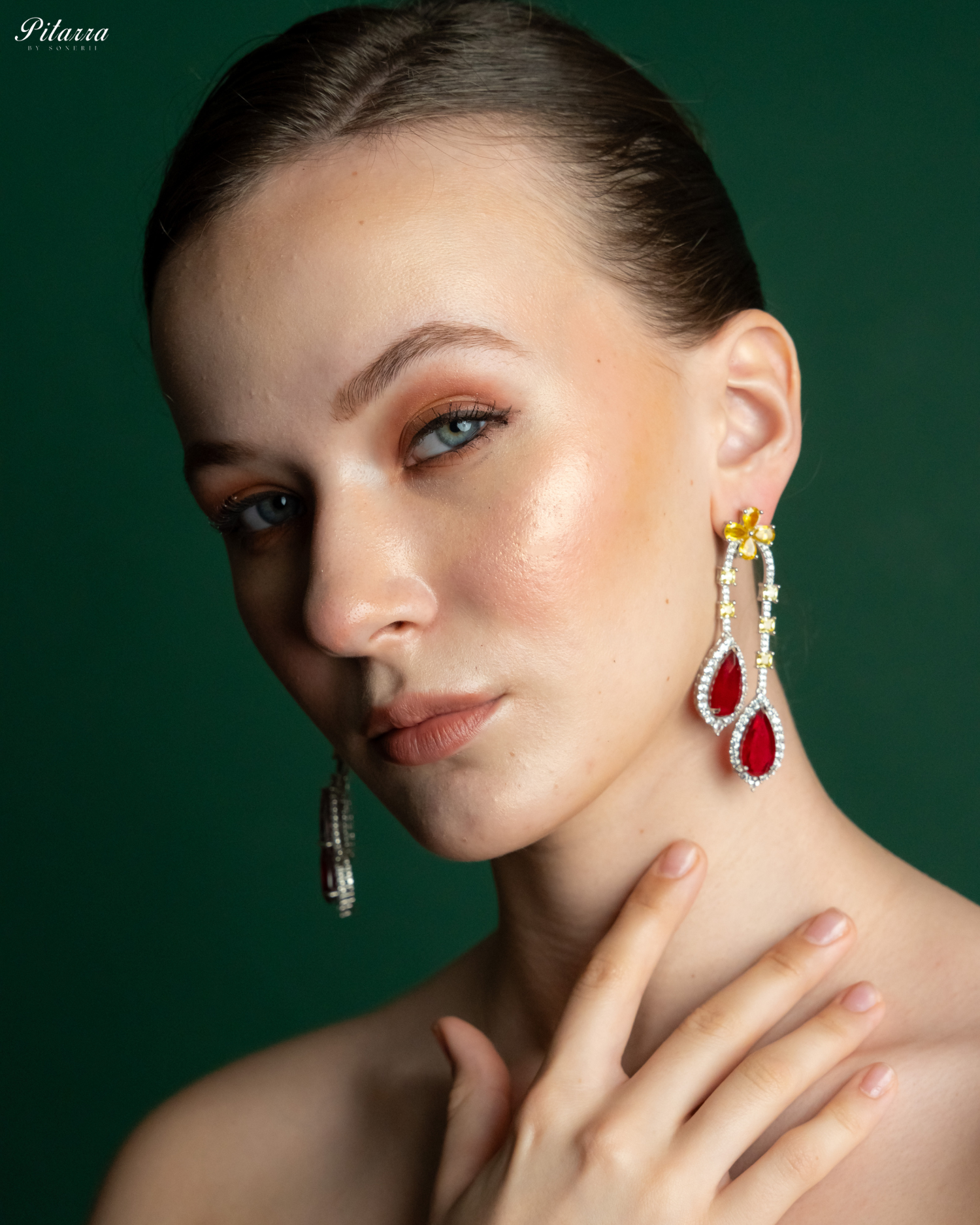 Pitarra Red and Yellow Dangler Earring