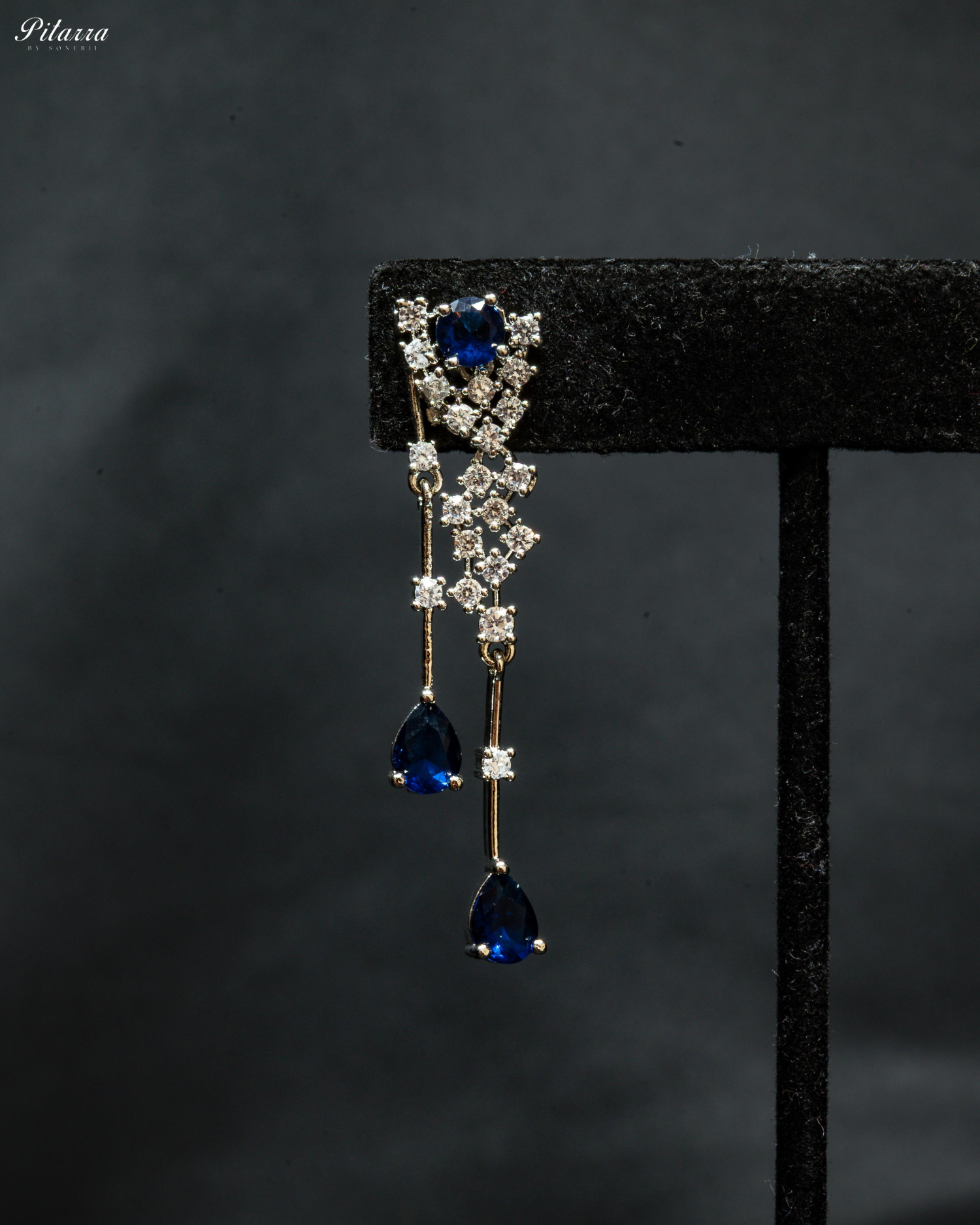 Blue Drop Stone Cubic Zircon Dangle Earrings