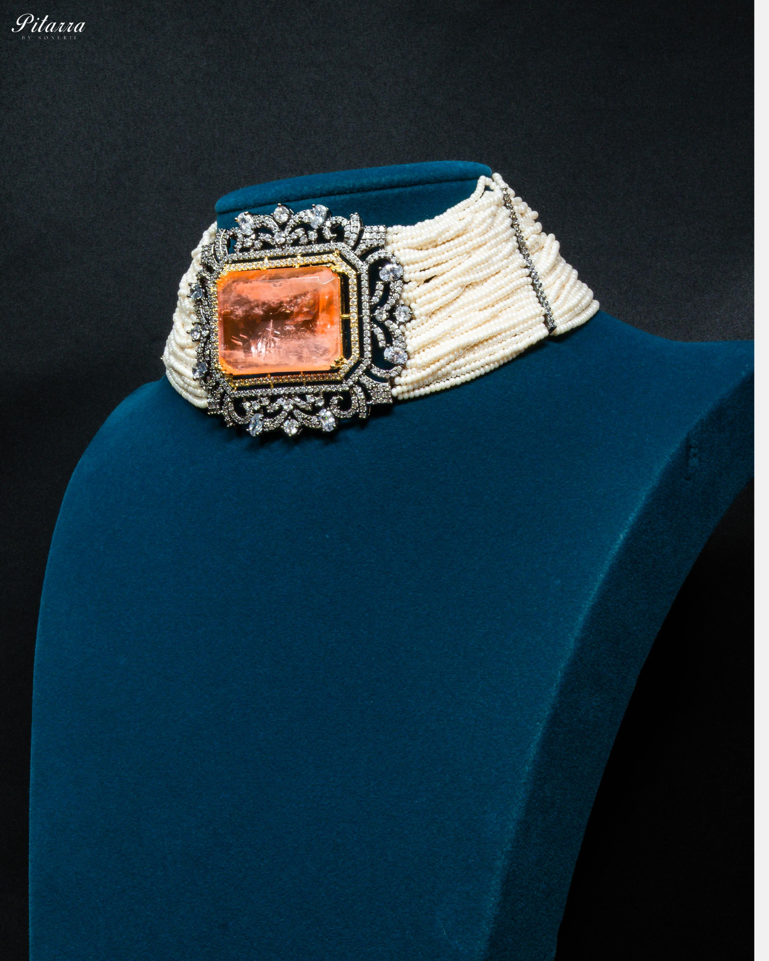 Peach Stone Doublet Pearl Choker Set