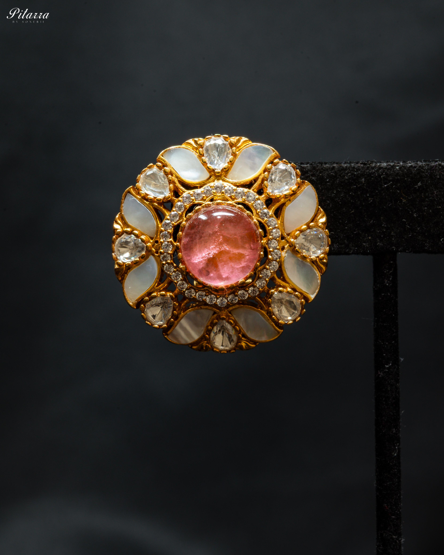 Peach Moissanite Classic Traditional Kundan Stud Earrings
