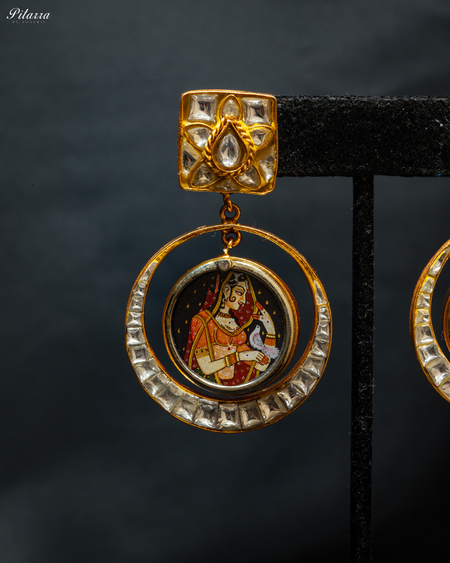White Rani Bold Style Kundan Earrings