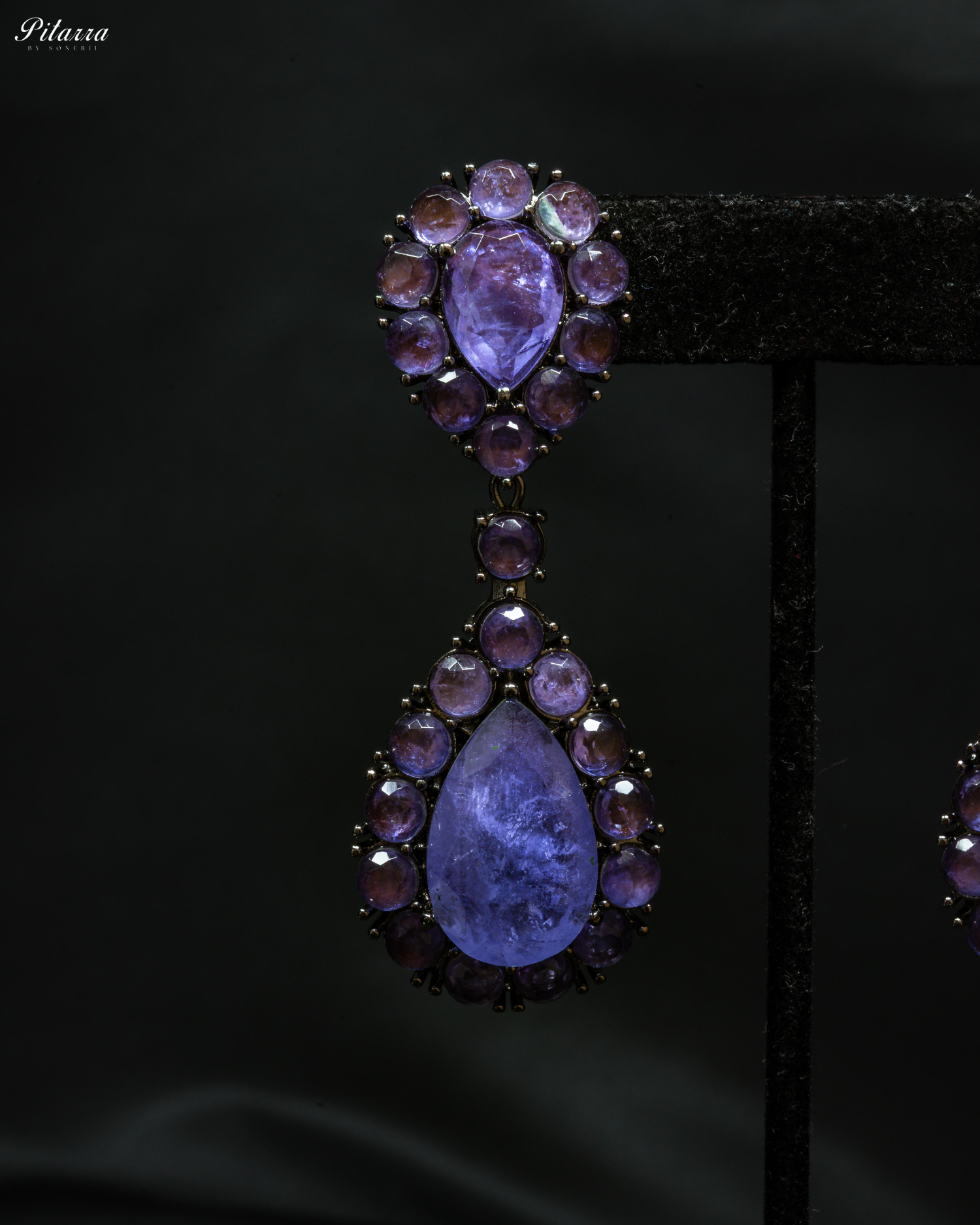 Blue Drop Doublet CZ Crytsal Dangle Earrings