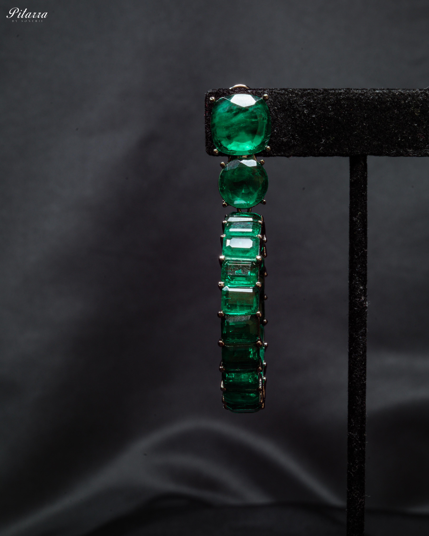 Emerald Circular Crystal Statement Dangle Earrings