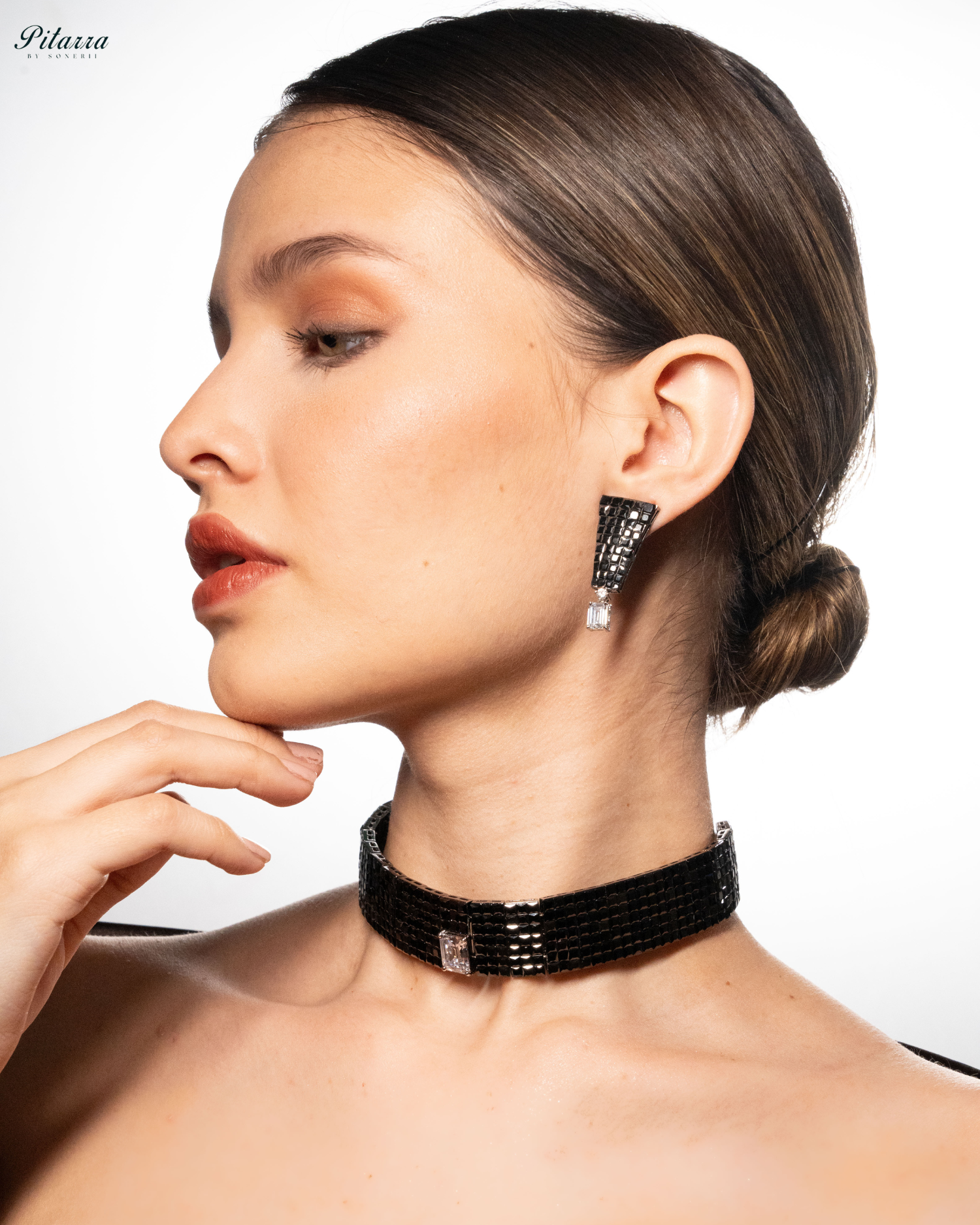Black CZ Choker Set