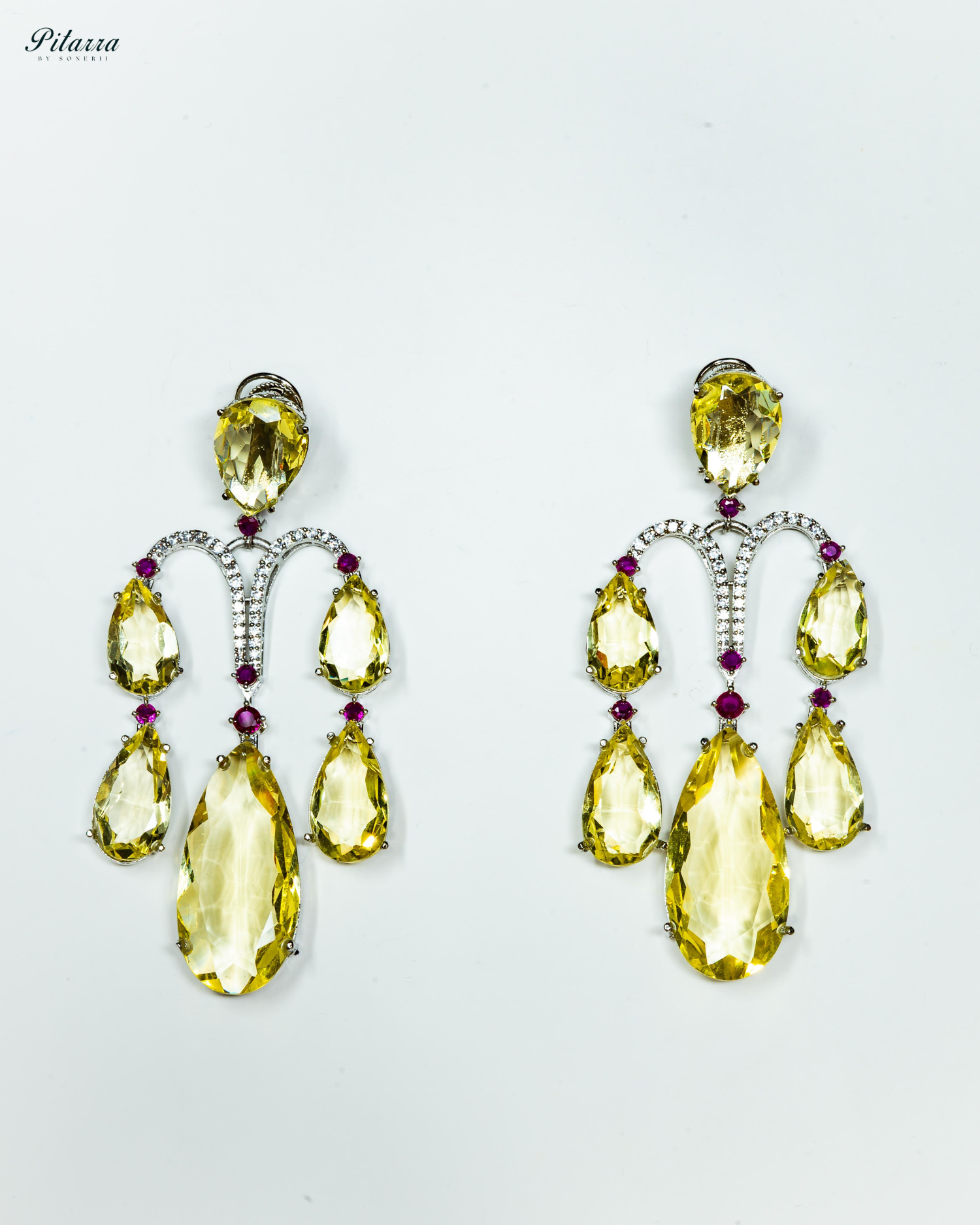 Premium Yellow Doublet Stone Dangler Earrings
