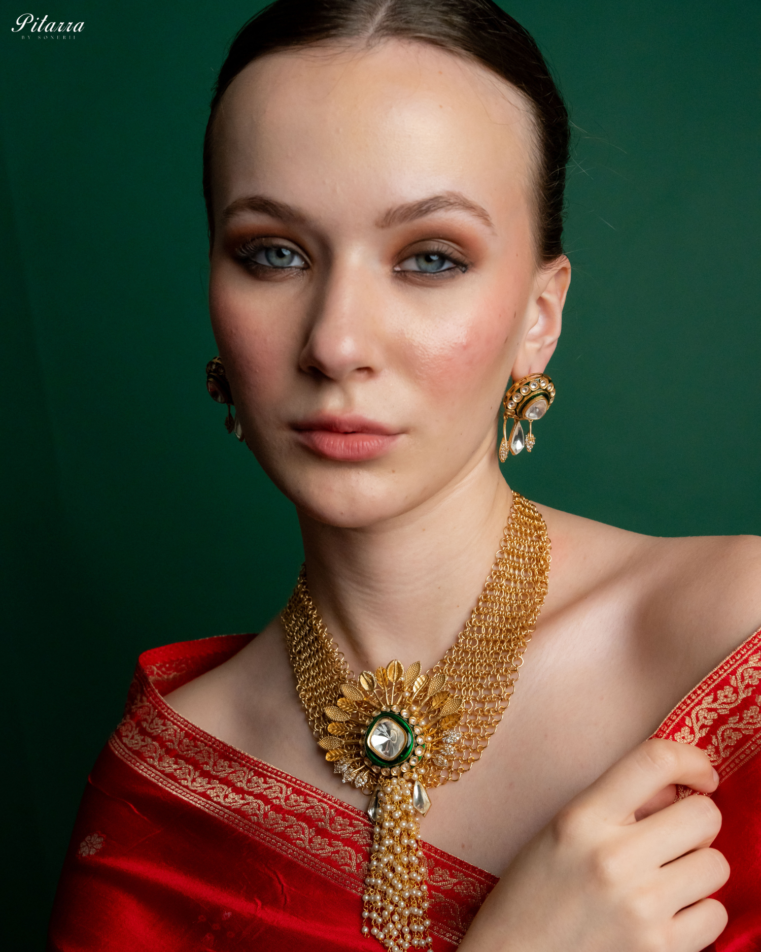 White Crystal Indo Western Necklace Set