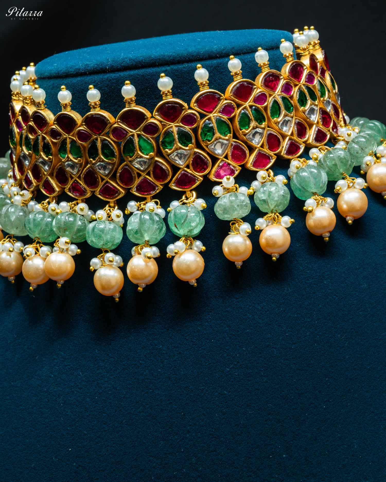 Multicolor Stone Pearls Meenkari Kundan Choker Set