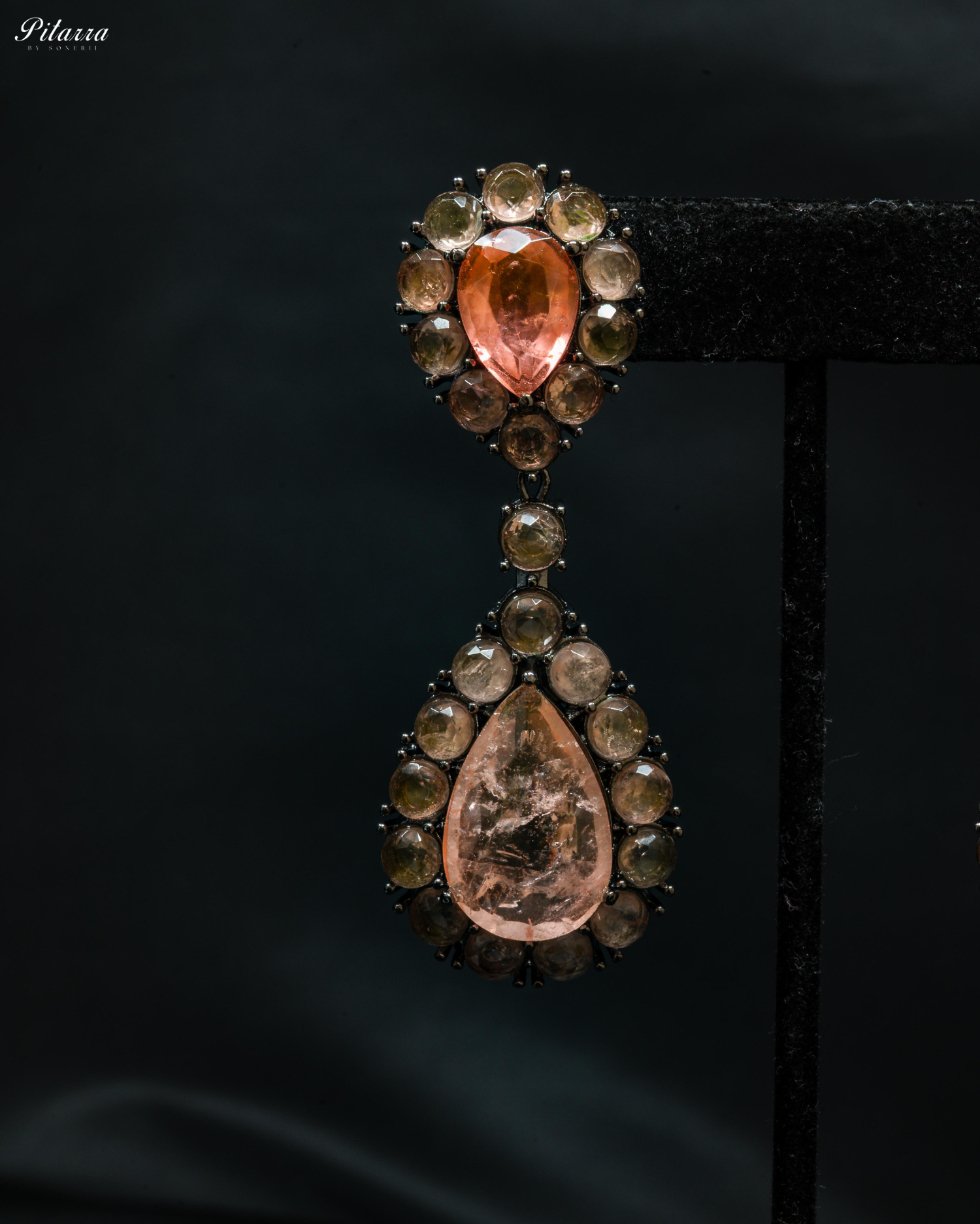 Peach Drop Doublet CZ Crytsal Dangle Earrings