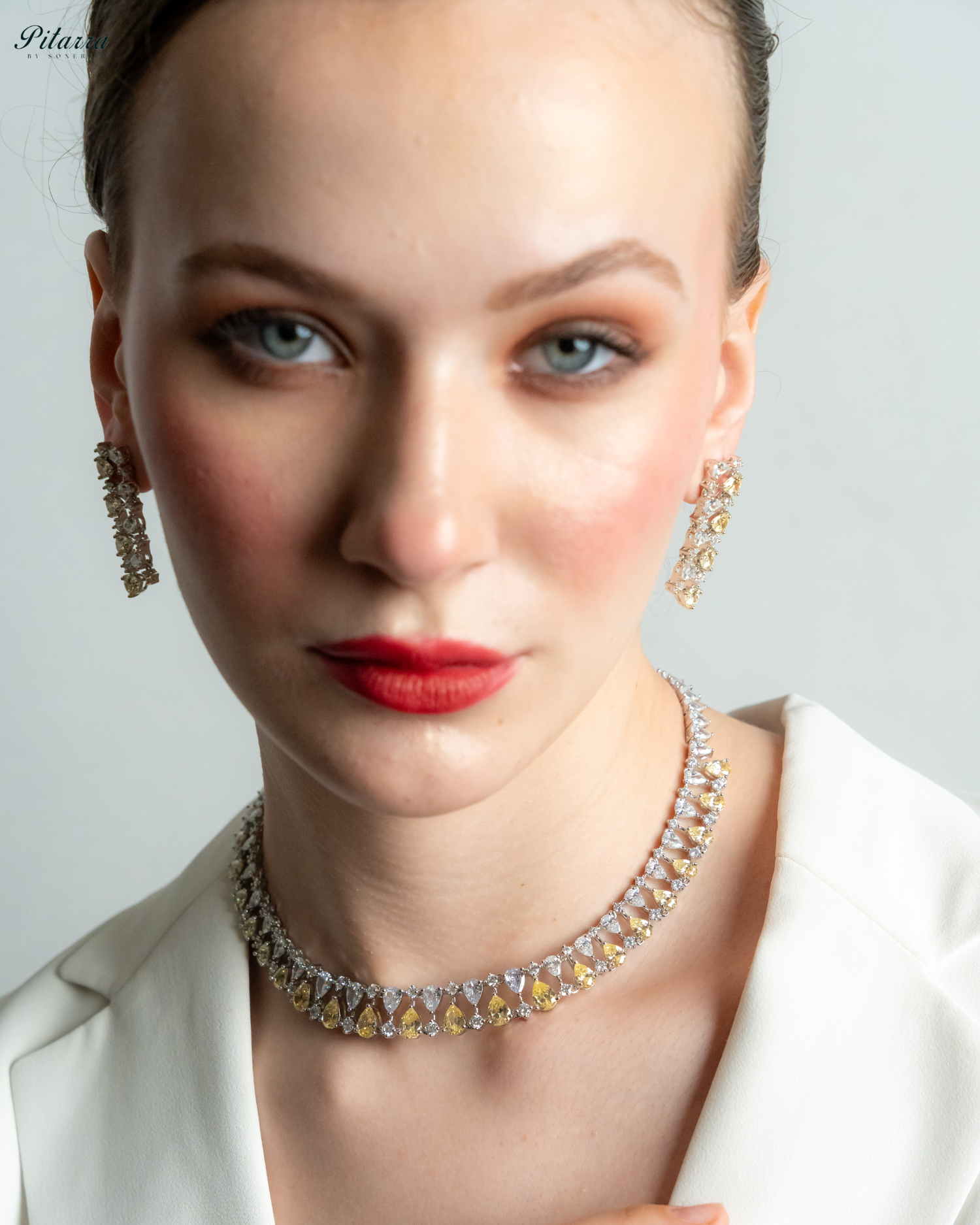 Yellow Drop CZ Necklace Set