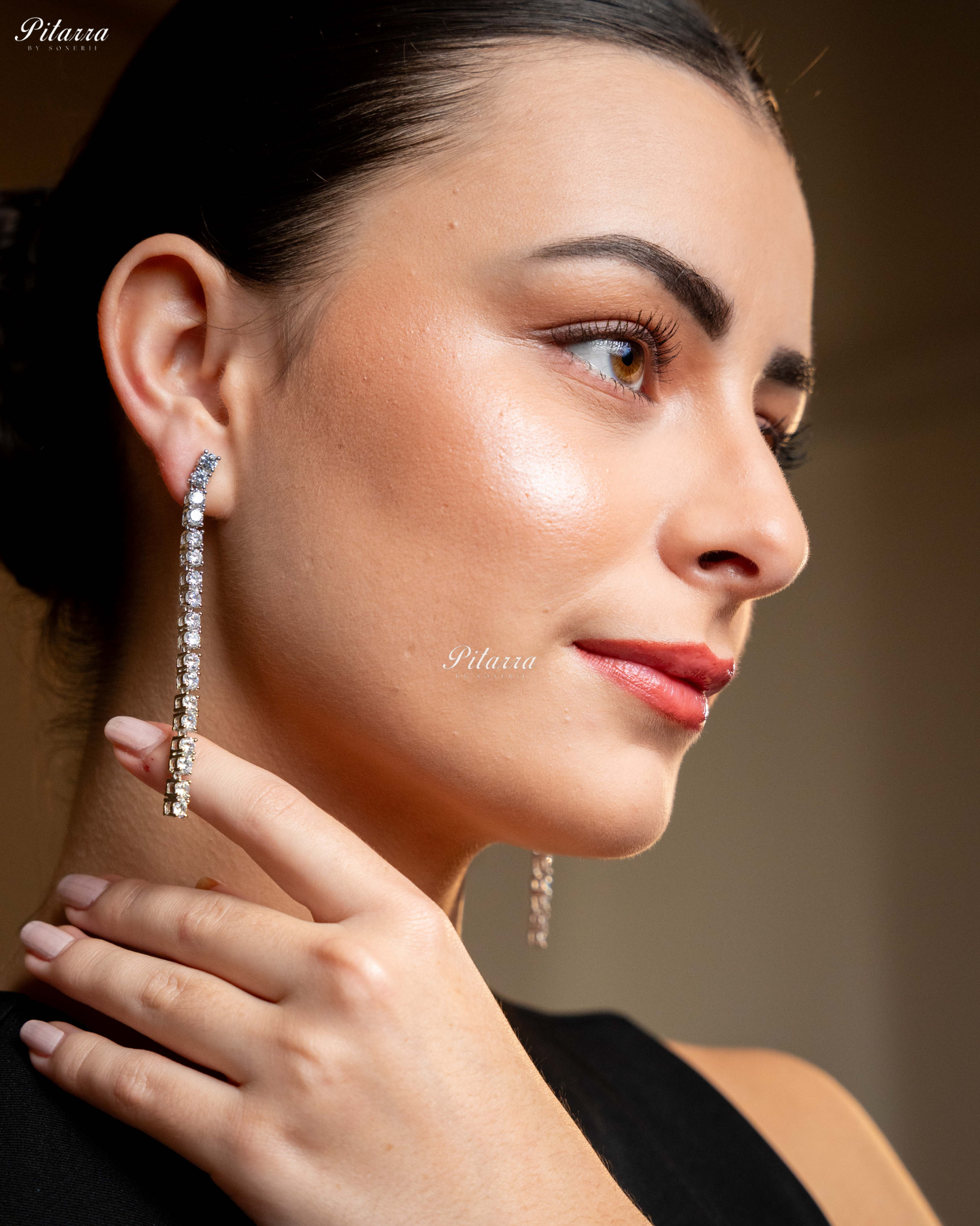 Long Cubic Zirconia Linear Drop Earrings