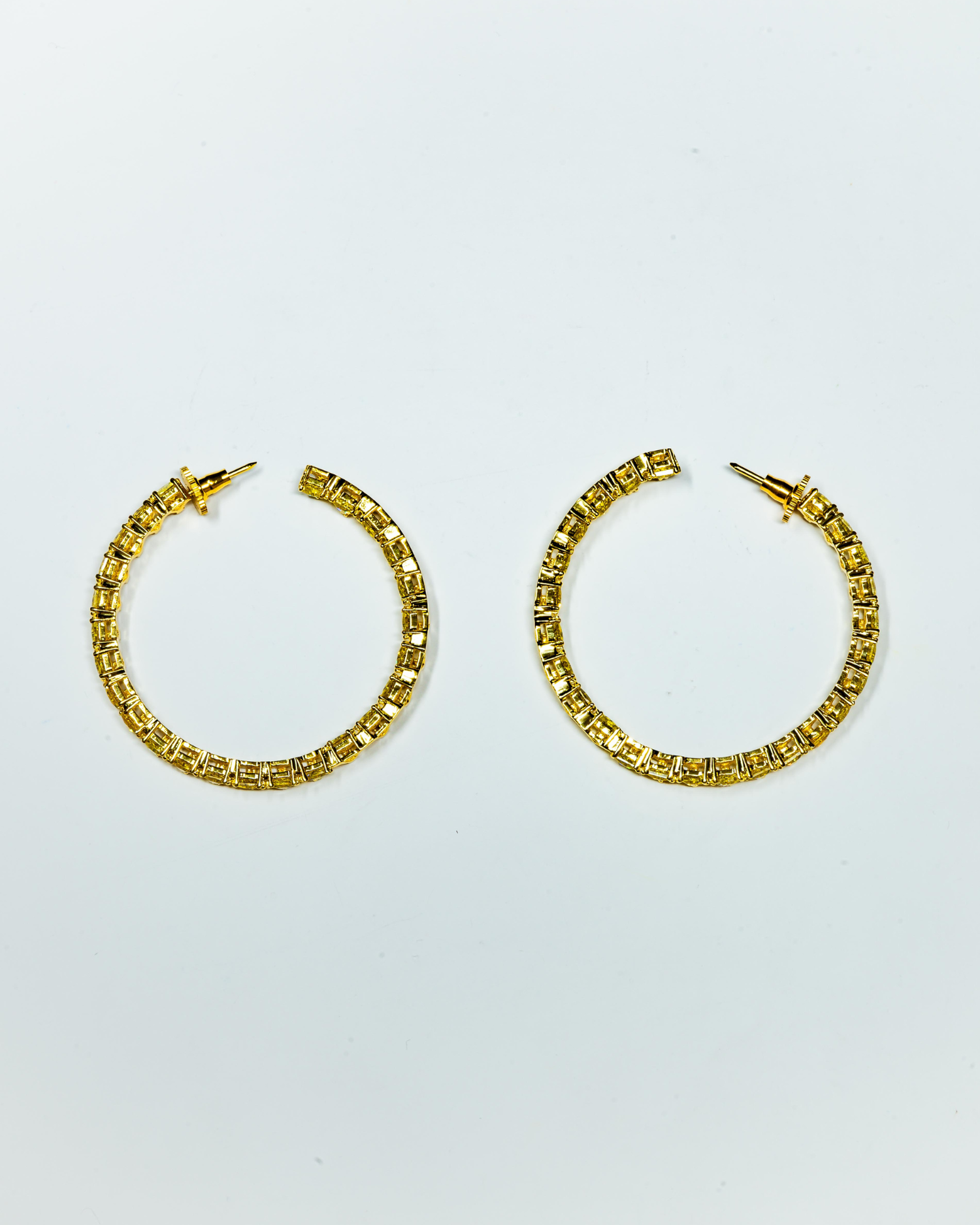 Yellow Stone Gold Finish Crystal Hoop Earrings