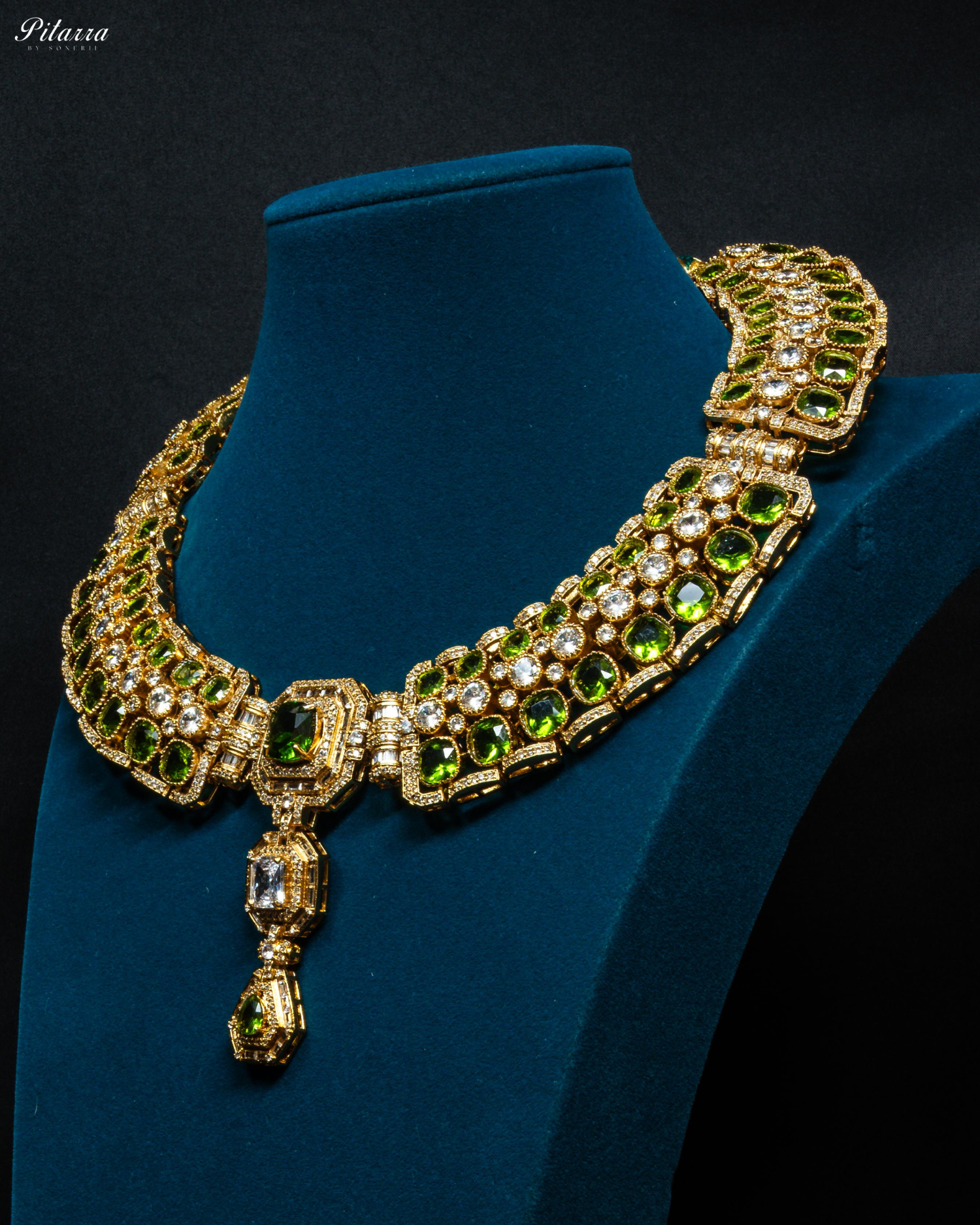Peridot Green Stone Victorian Kundan Necklace Set