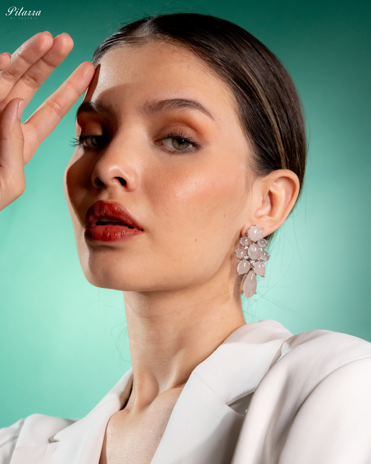 Peach Doublet Drop Earrings