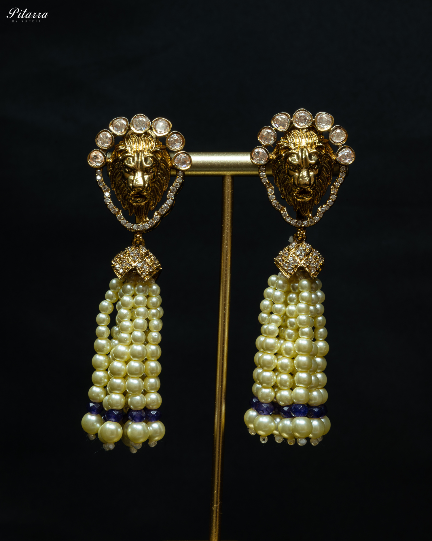 Blue Polki Kundan Pendant Necklace Set