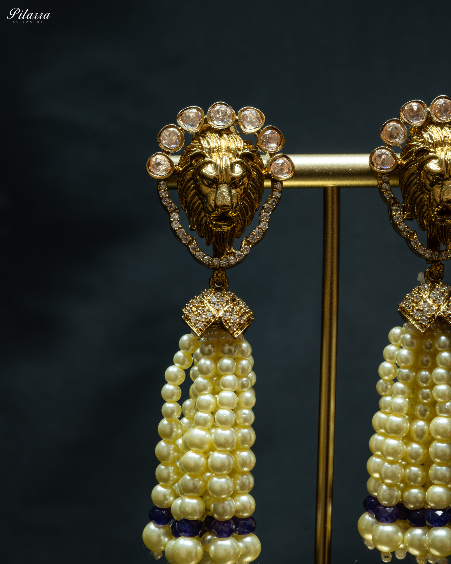 Blue Polki Kundan Pendant Necklace Set
