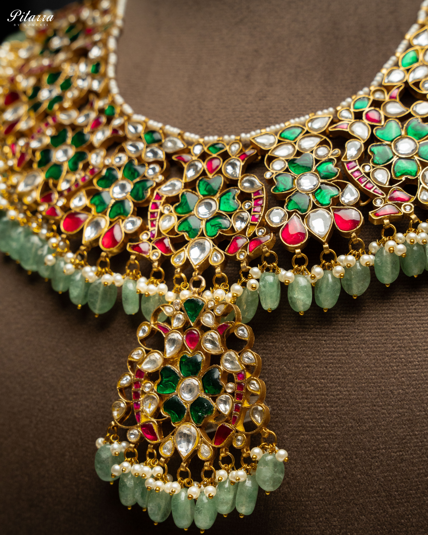 Dazzling Multi Color Kundan Necklace Set Zoom Angle
