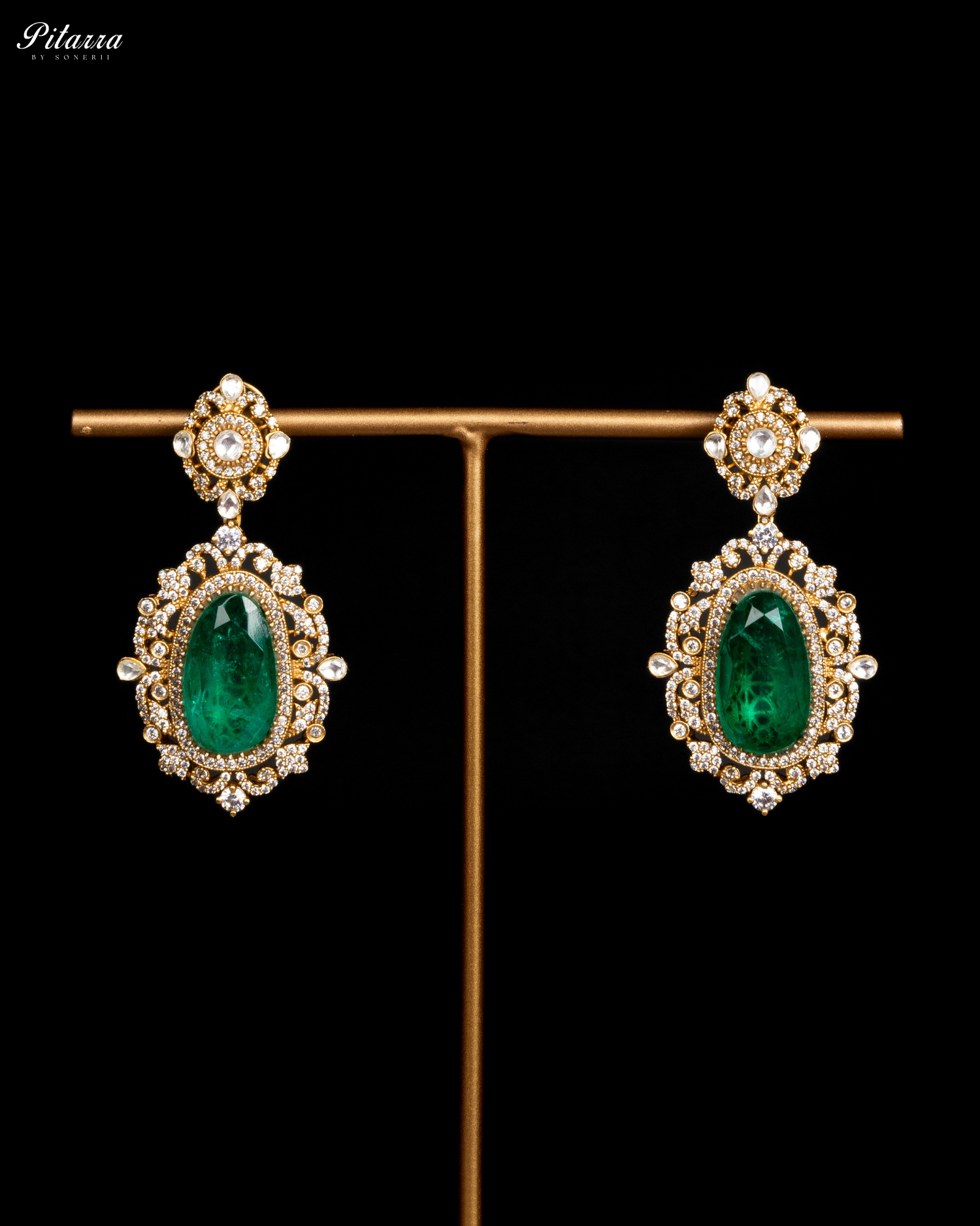 Earrings 92.5 Silver Green Victorian Polki Kundan Necklace Set