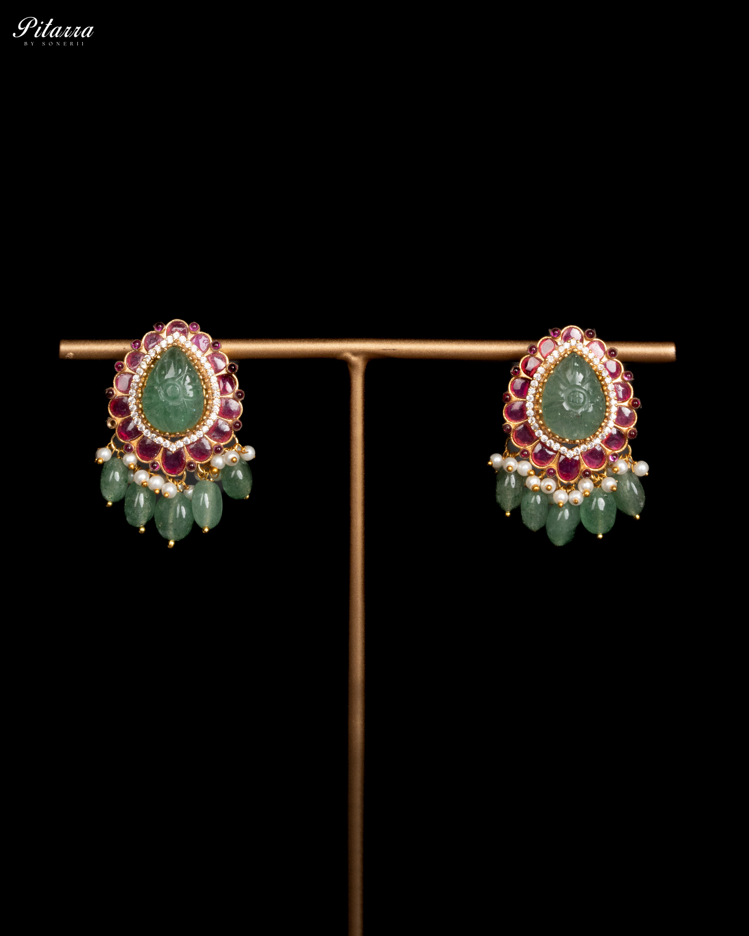 Elegant Kundan Jadau Necklace Set with Emerald Beads