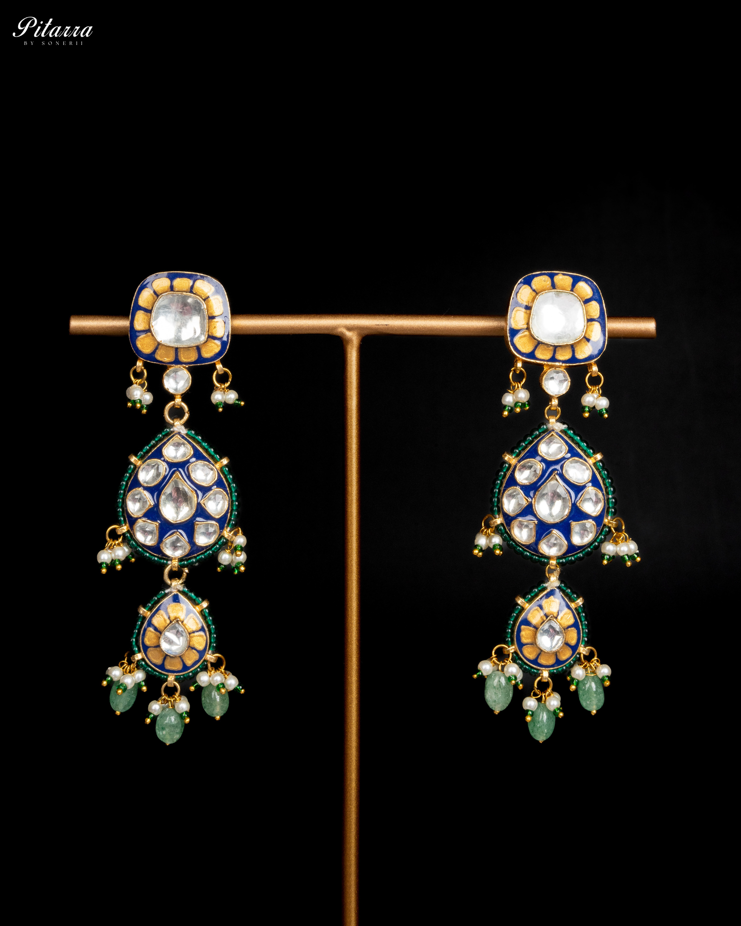 Elegant Gold Jadau Traditional Kundan Necklace Set Earrings