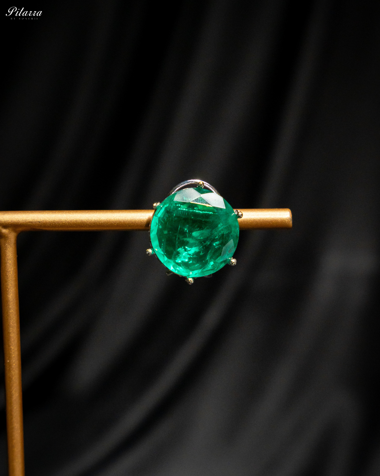 Emerald Drop Stone CZ Necklace Set_Zoom Earrings