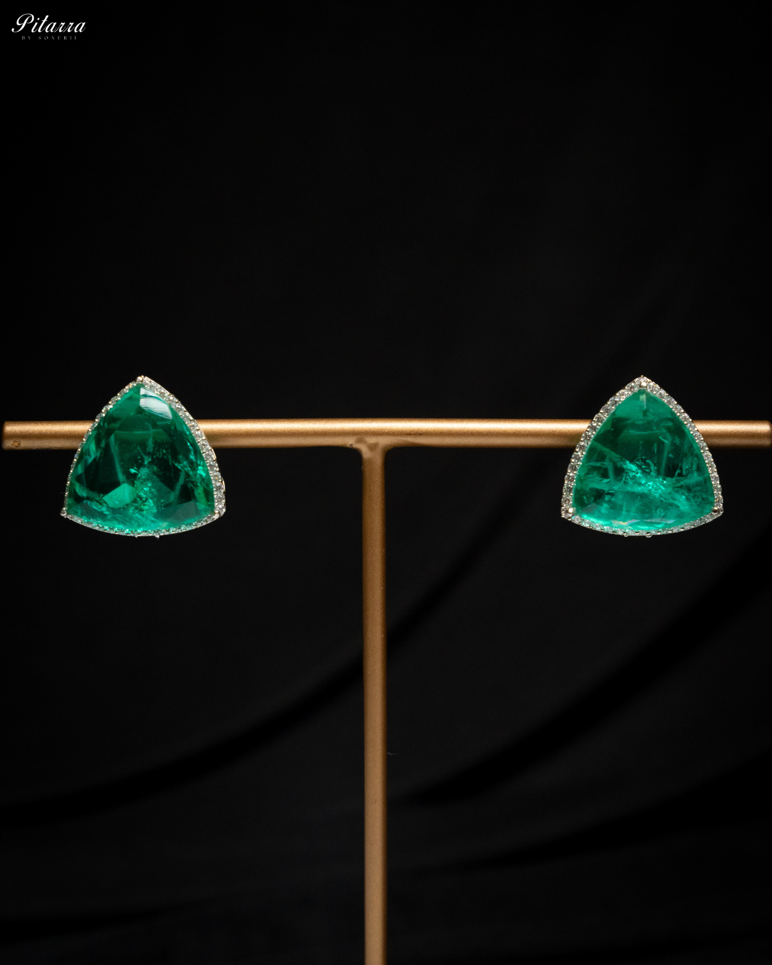 Emerald Green Colored Stone CZ Earrings_Front Image