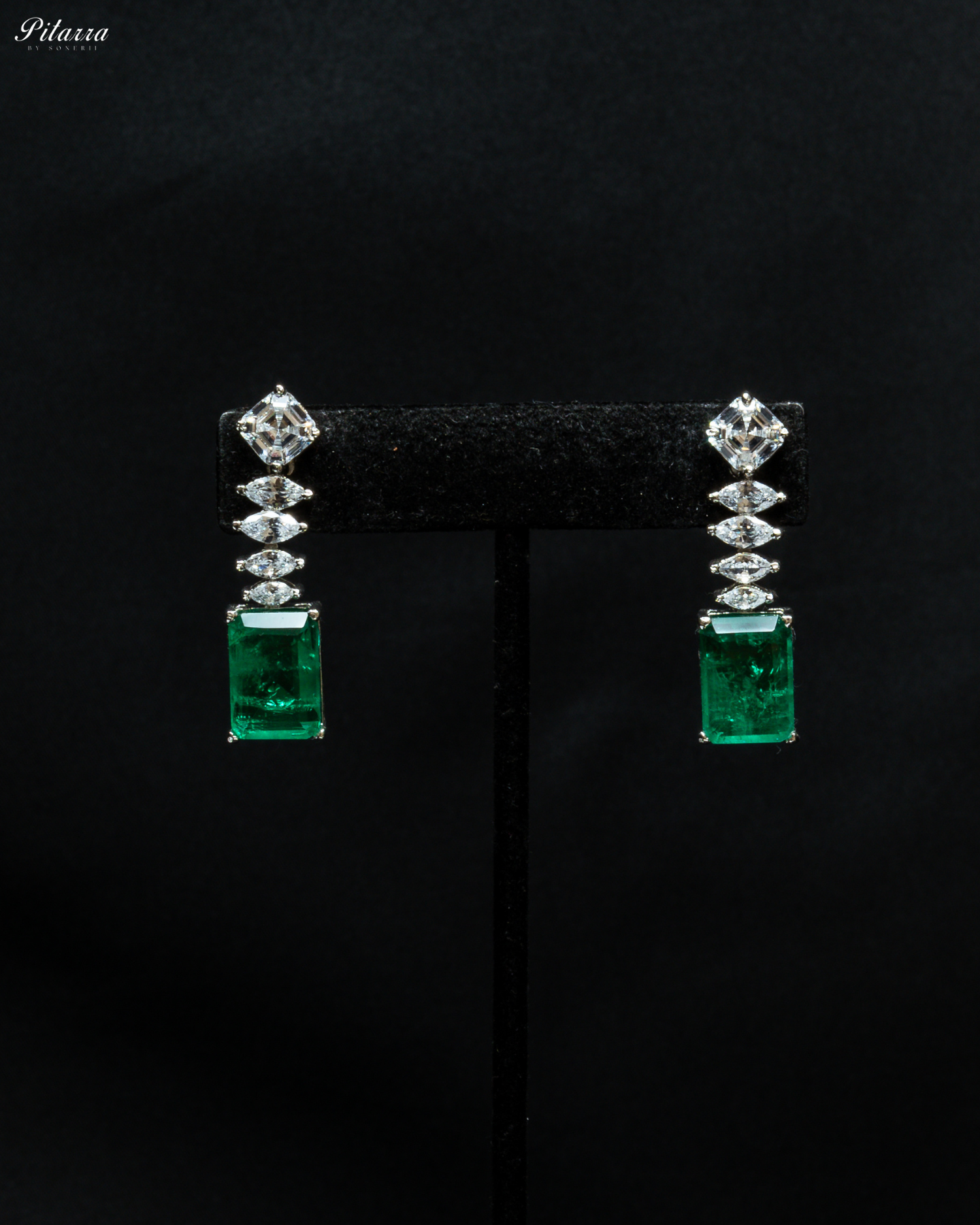 Emerald Stone Cubic Zirconia Pendant Set_Earrings