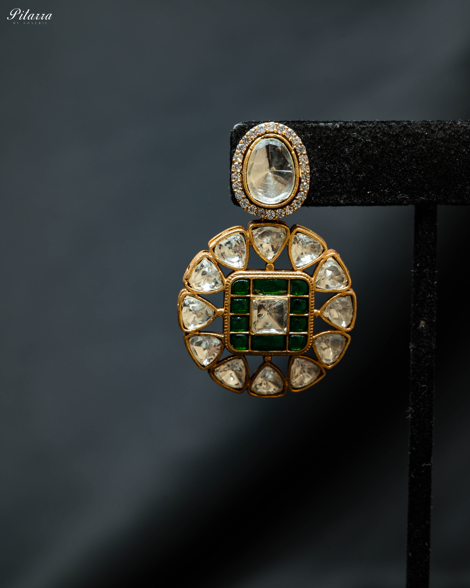 Gold Plated Green Polki Traditional Kundan Choker_Zoom Earrings