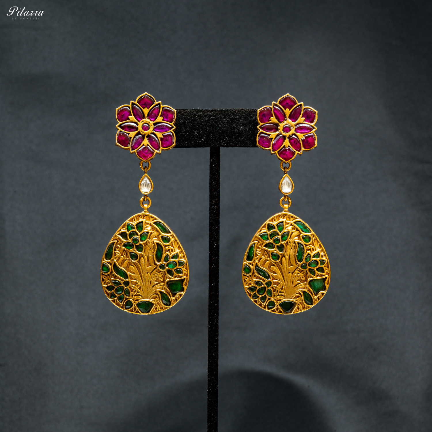 Golden Green Victorian Polki Choker Set
