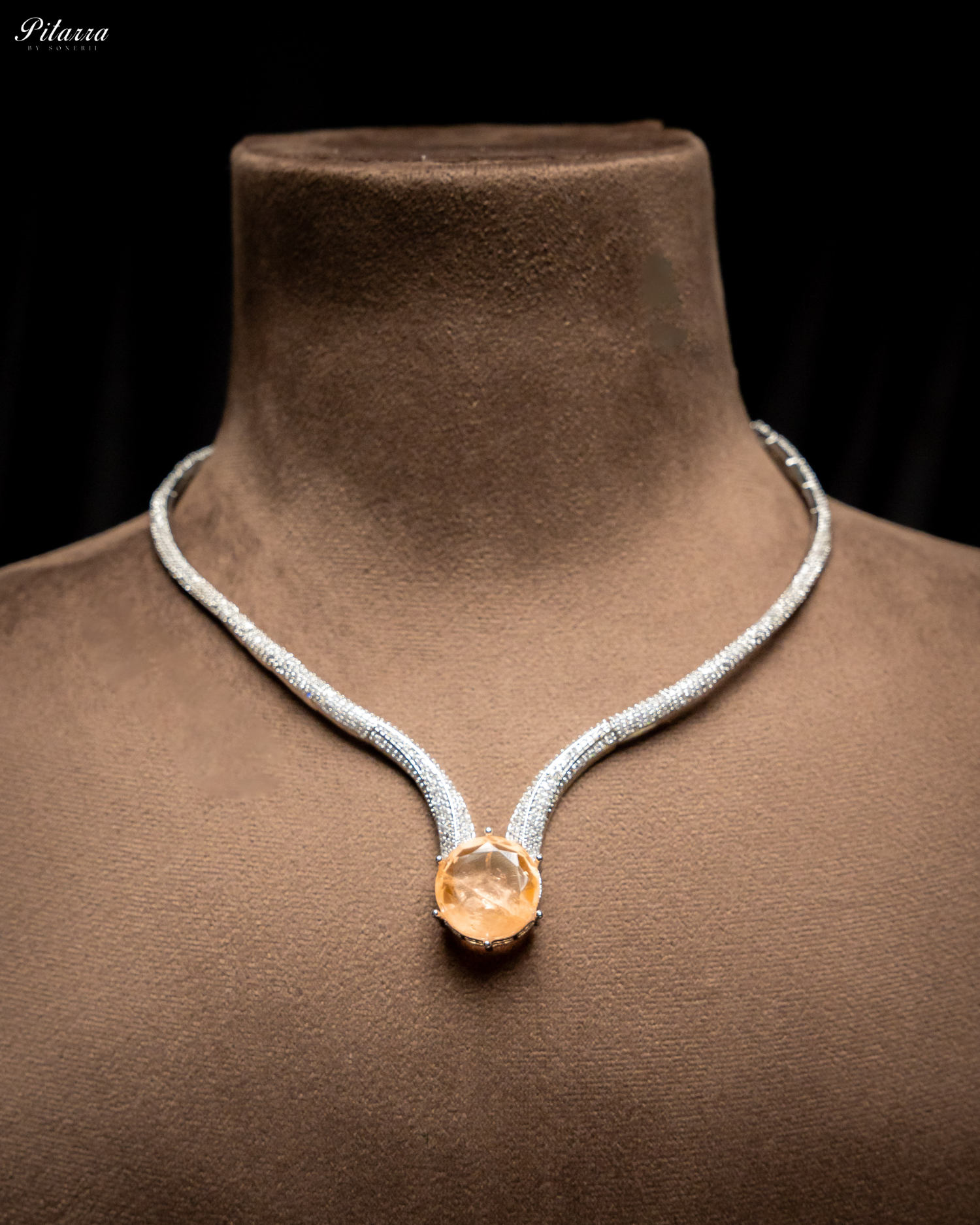 Golden Drop Stone CZ Necklace Set_Front Image