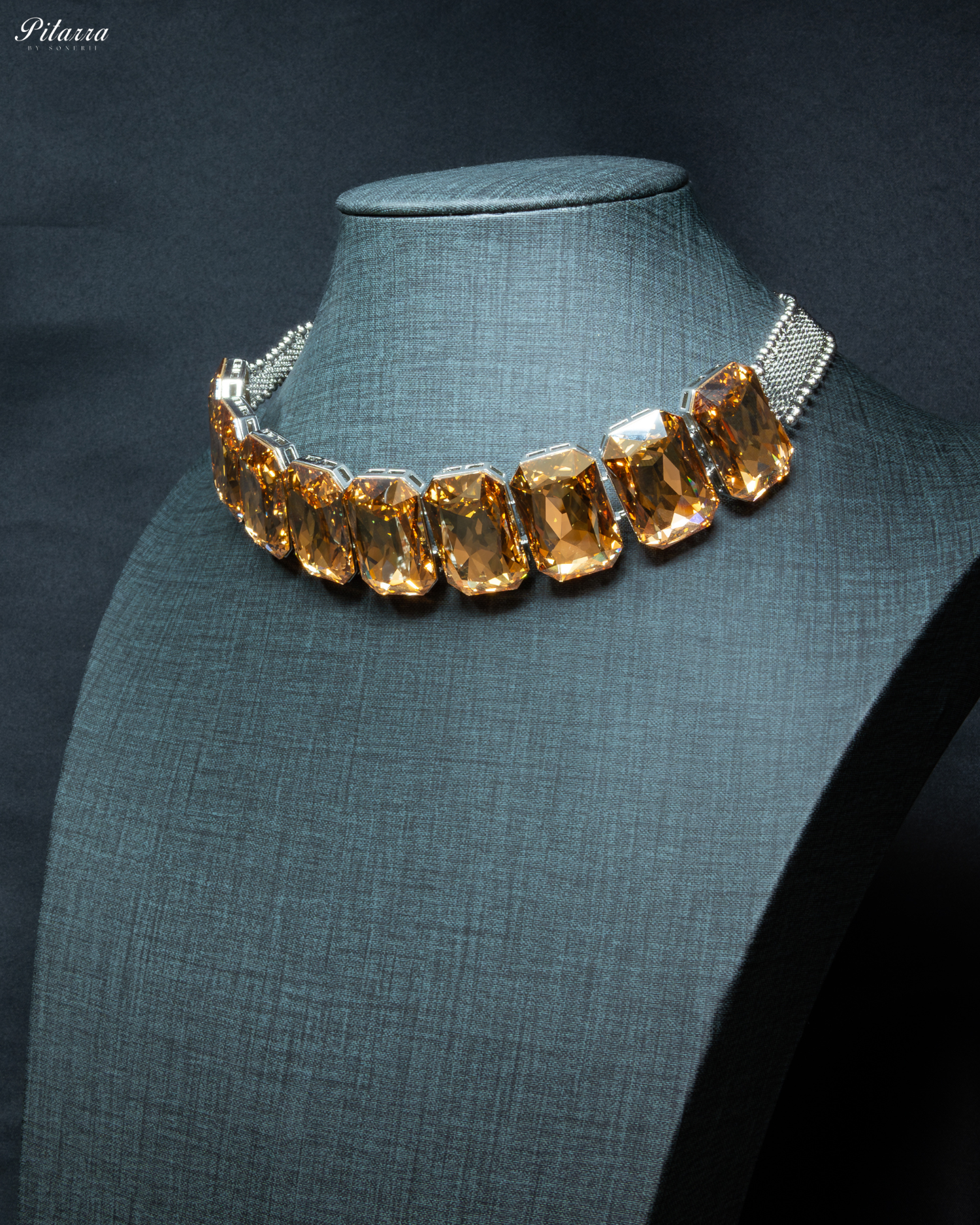 Golden Swarovski Choker Set_Side Angle