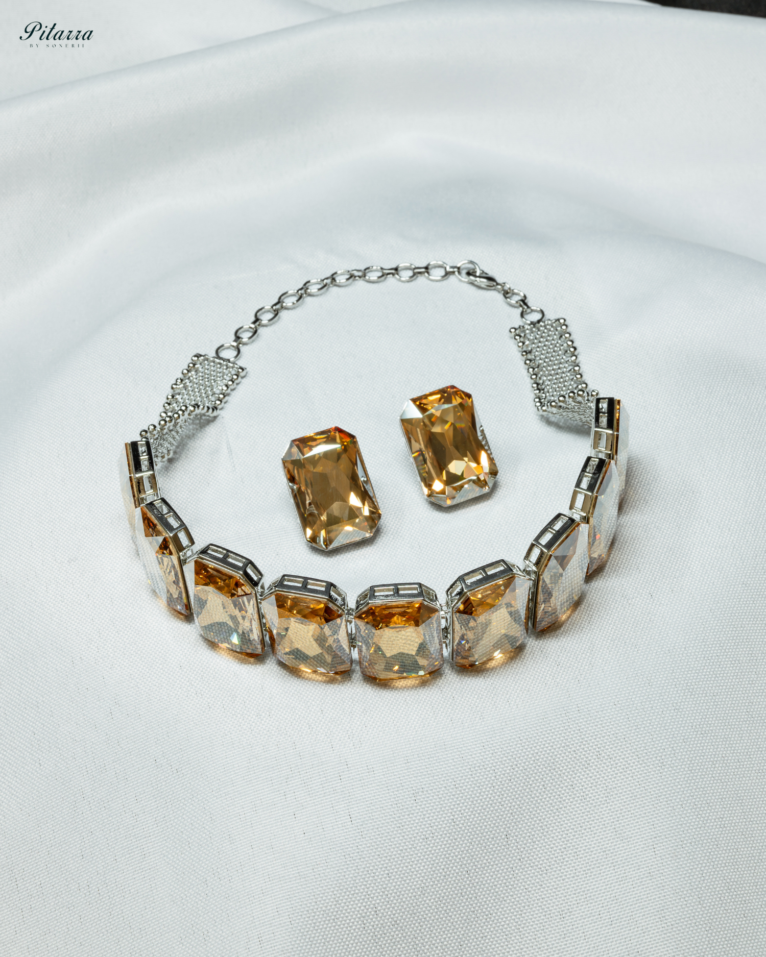 Golden Swarovski Choker Set_White Background