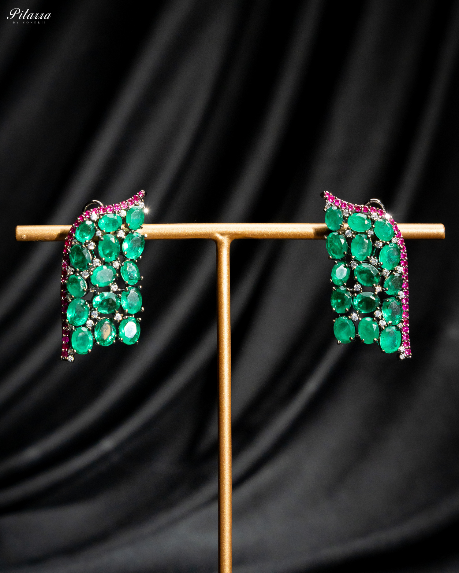 Green Crystal CZ Stud Earrings_Front Image